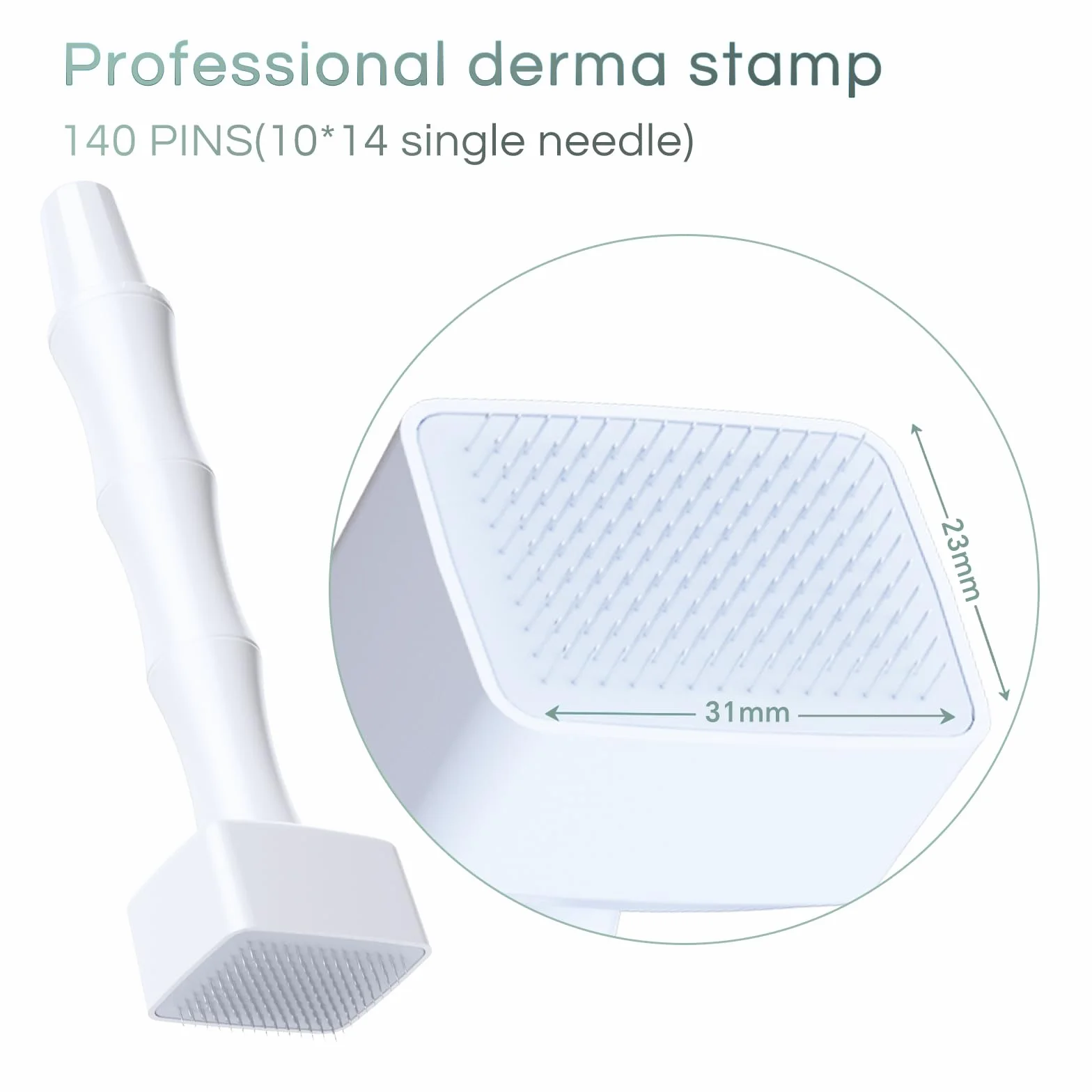 Profesjonalny Dermastamp 0-3 mm, 140 szpilek, do stymulowania wzrostu włosów, brody, twarzy