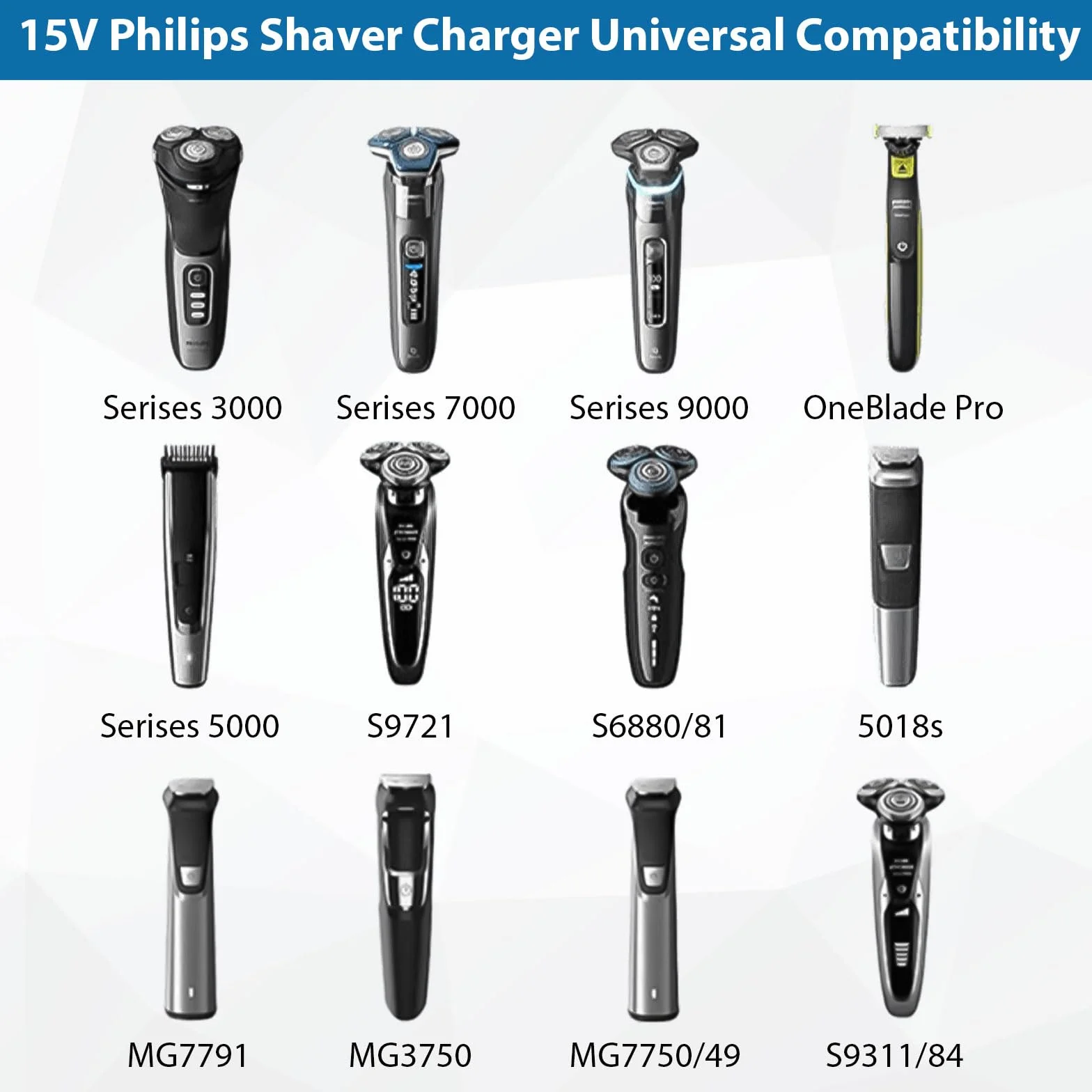 Tobfit 15 V HQ8505 kabel do ładowania do golarki Philips 3000 5000 7000 9000 Series MG7745 MG7730 MG7720 MG7710 One Blade Pro QP6510 QP6520 QP6530 QP6541 6550 QP6620 QP6650 QP6651, kabel USB do