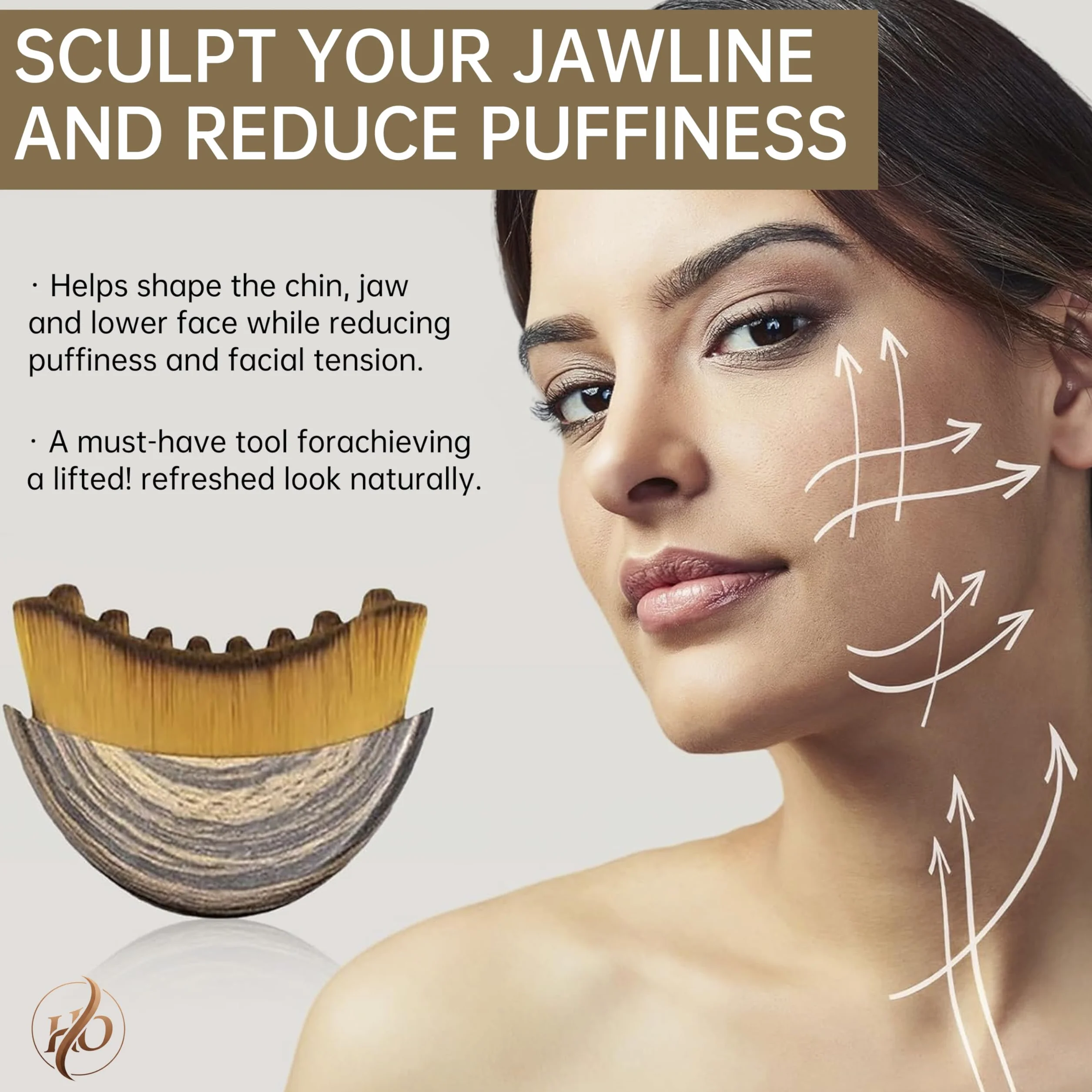 Lymphatic Contour Face Brush, Szczotka do drenażu limfatycznego twarzy, Złoto