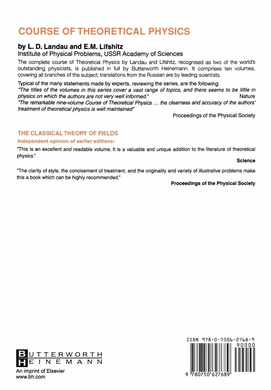 The Classical Theory of Fields: Volume 2