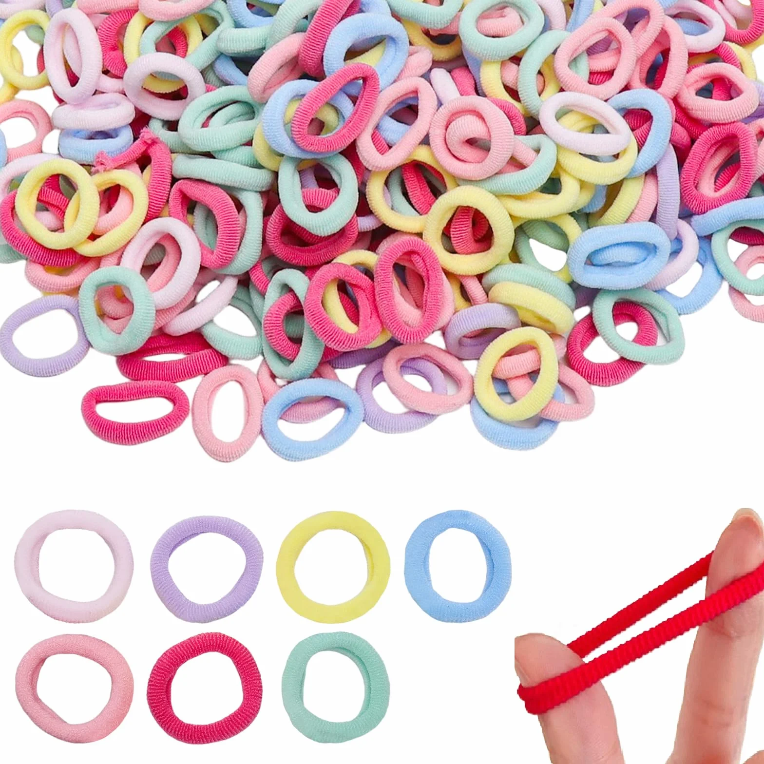 500 sztuk gumek do włosów dla dziewczynek, kolorowe gumki do włosów małe i gumki do włosów dla niemowląt, elastyczne warkocze dla dziewczynek Soft Loom Bands Mini gumki do włosów dla dzieci o