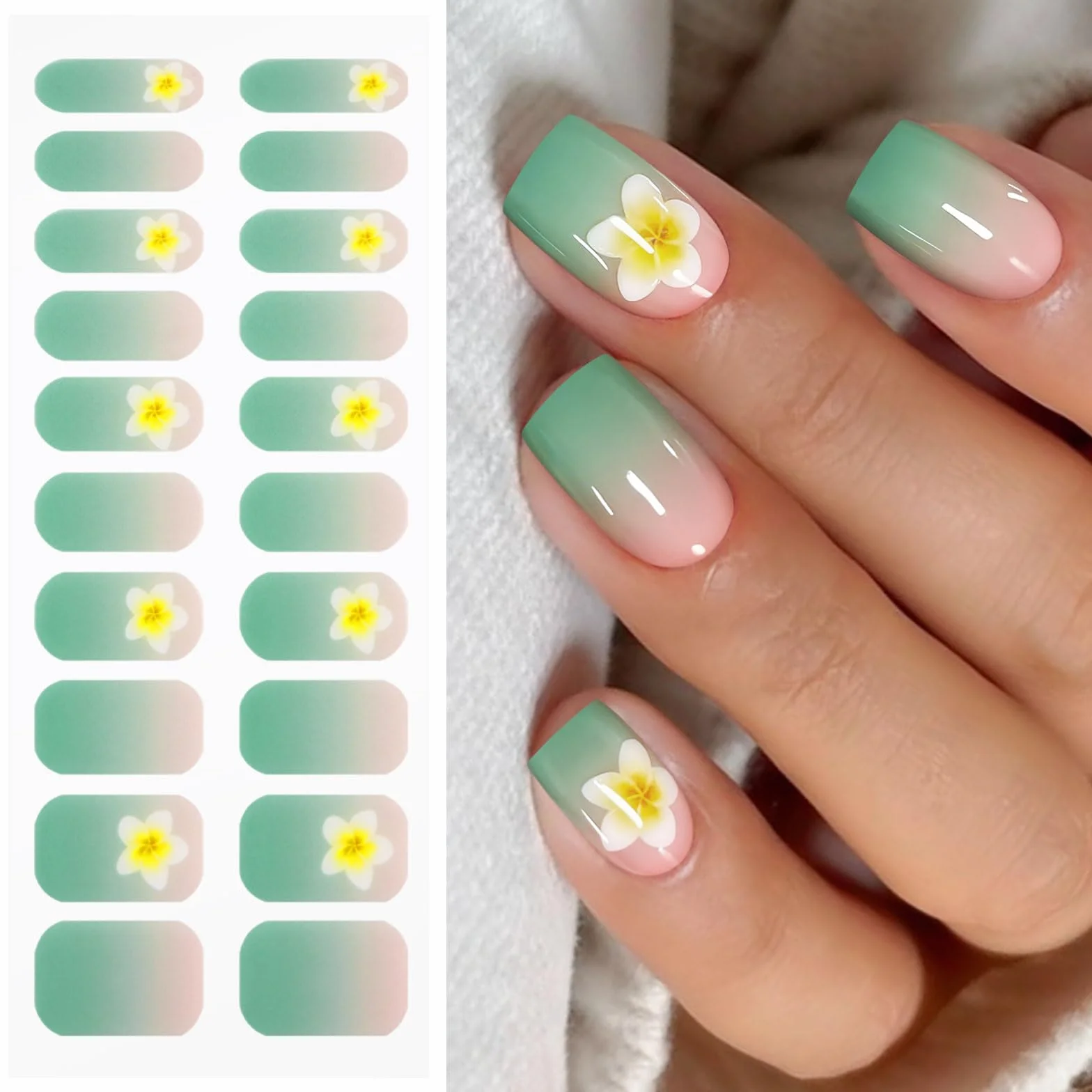 JMEOWIO Naklejka na paznokcie żel UV gradient kwiatowy żel do paznokci półutwardzone naklejki do paznokci dekoracja paznokci manicure
