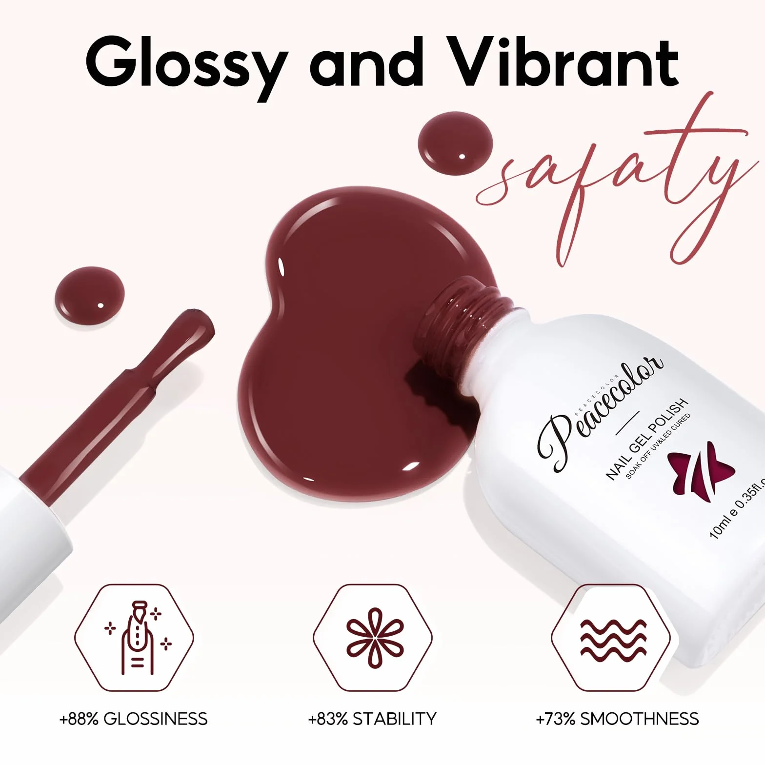 PEACECOLOR Lakier do paznokci UV żelowy 10 ml Ciemnobrązowy Ciemnoczerwony Soak Off LED DIY Manicure