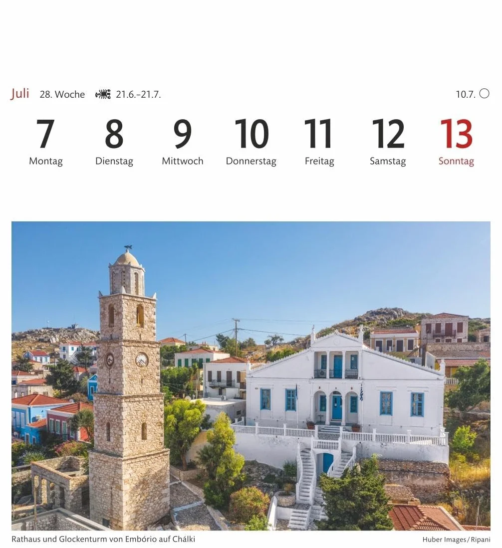 Griechische Inseln Sehnsuchtskalender 2025 - Wochenkalender mit 53 Postkarten: Reise-Kalender mit 53 hochwertigen Postkarten der schönsten Plätze Griechenlands. Postkartenkalender 2025. 16 x 17,5 cm