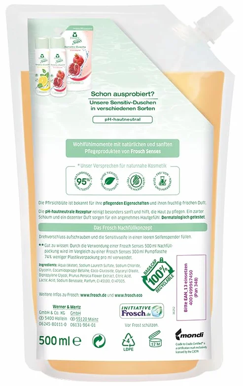 Frosch Senses mydło wrażliwe kwiat brzoskwini 500 ml