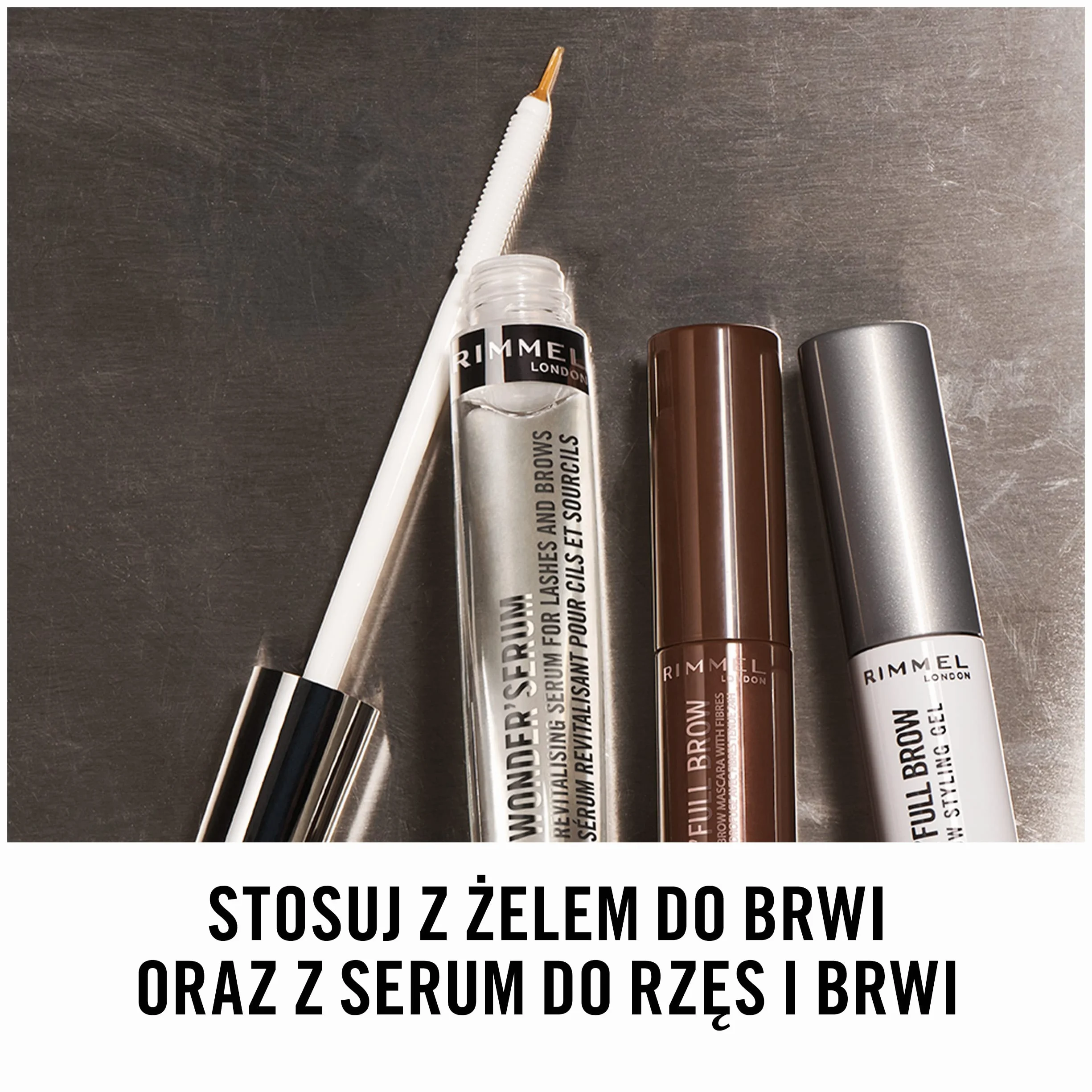 Rimmel Wonder'full Brow 24h zwiększająca objętość maskara do brwi, wodoodporny tusz do brwi, pielęgnujący, nr 3 – Dark