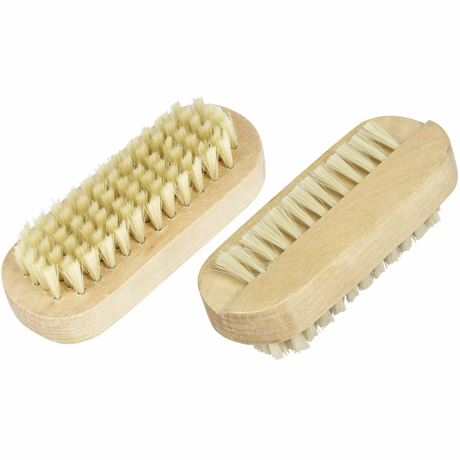 Dwustronna drewniana szczotka do paznokci z włosia dzika do manicure i pedicure