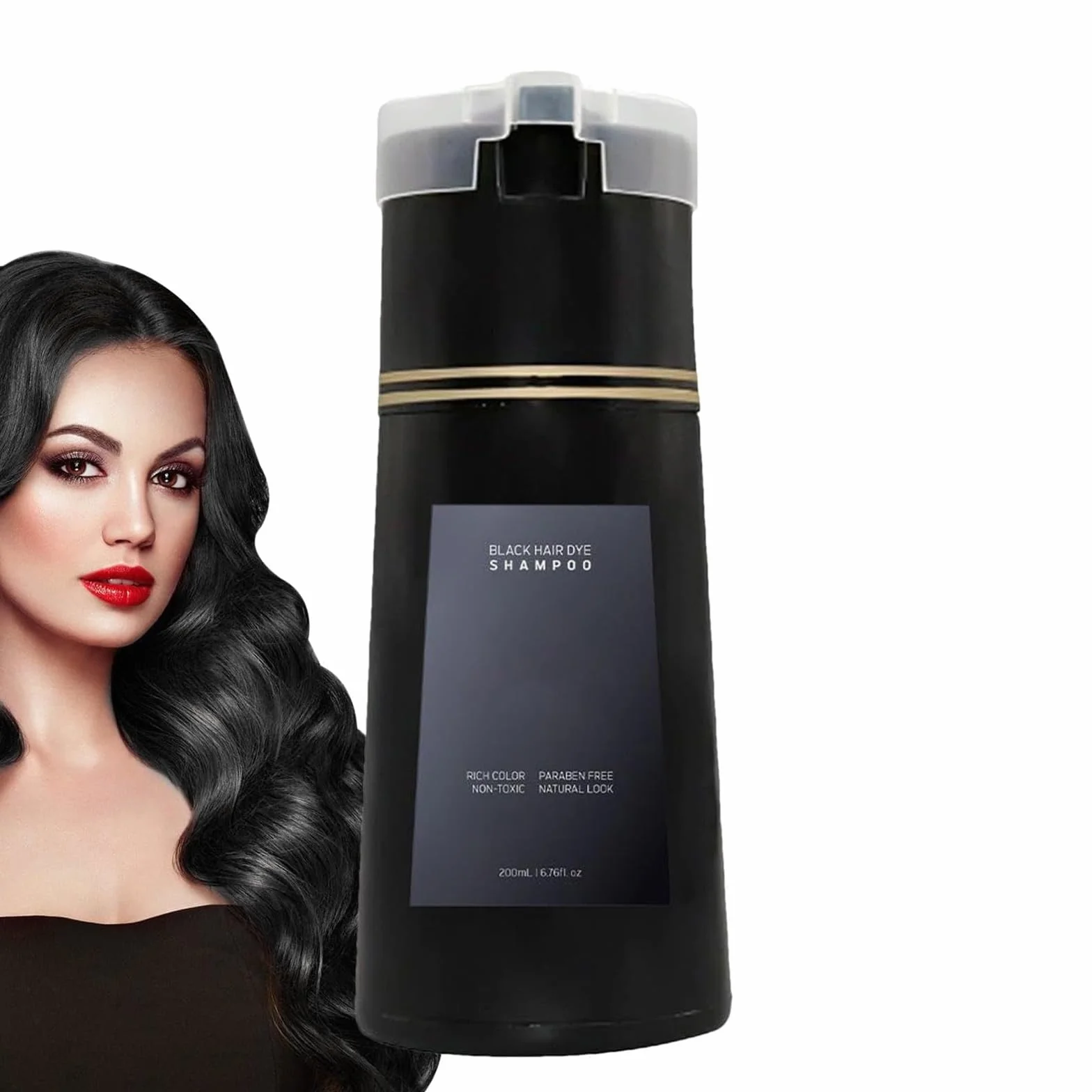 Nova Hair Dye Shampoo, Hair Dye Coloring Shampoo, Hair Color for Gray Hair Coverage, Quick Easy Long Lasting Nourish, Nova Hair Instant Dye Shampoo for Men & Women, 200ml (black)