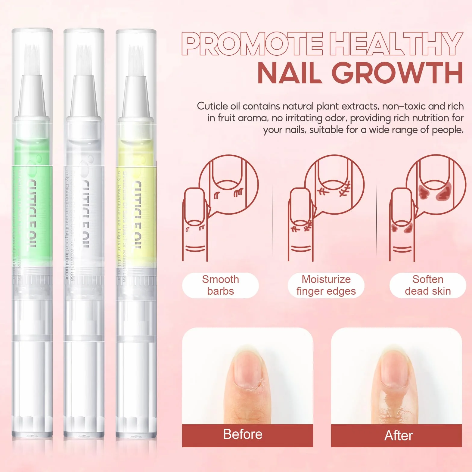 PEACECOLOR 8 sztuk Nail Care Pen olejki do pielęgnacji paznokci, sztyft do pielęgnacji skórek z witaminami, do pielęgnacji paznokci, do naprawy pękniętych i suchych paznokci