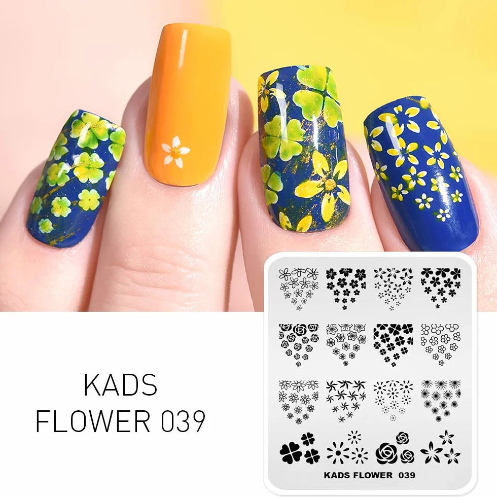 KADS Tłoczenie Paznokci Płyta Kwiat Moda Paznokci Sztuka Znaczek Model DIY Obraz Model Manicure Tłoczenie Płyta Szablon Narzędzia (FL039)