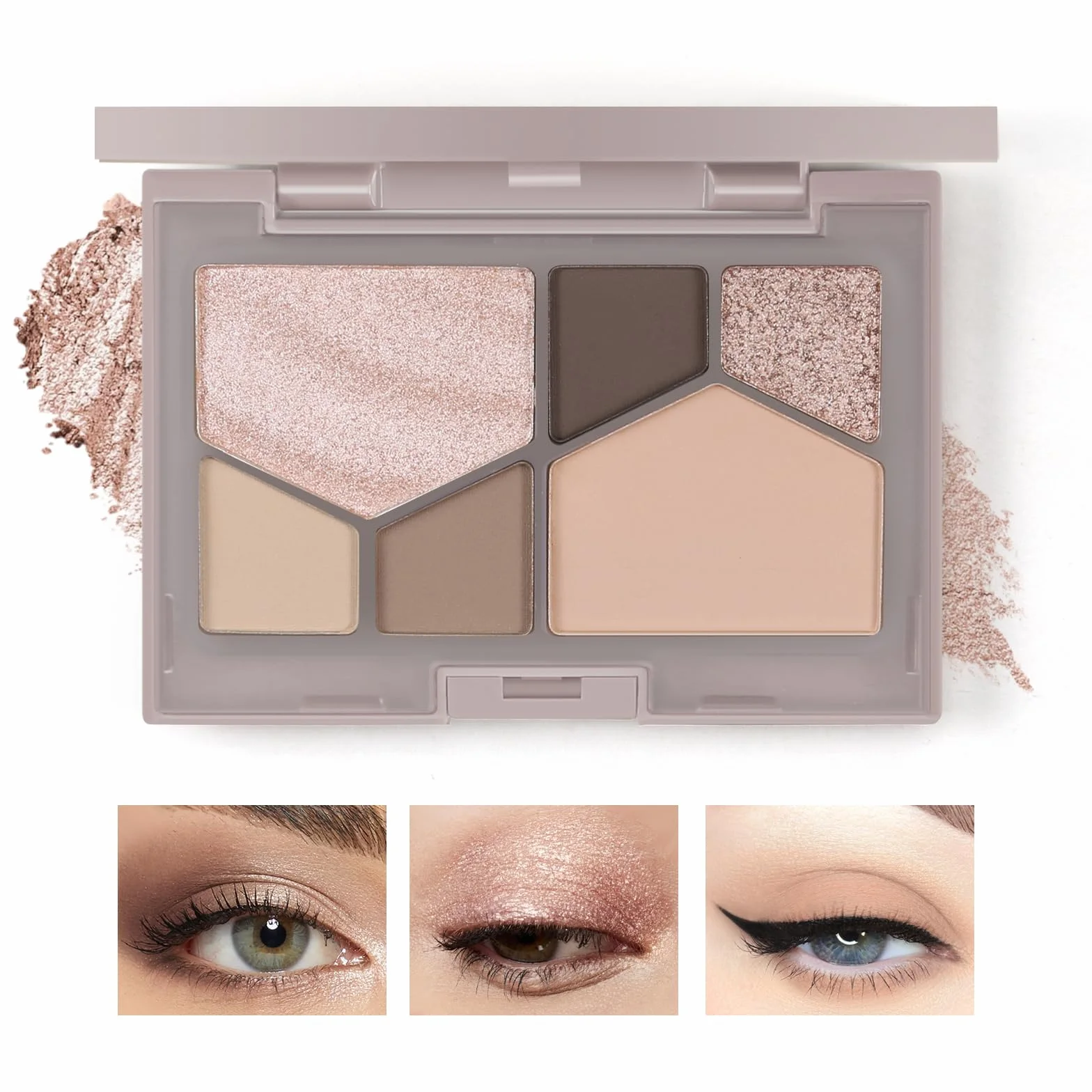Boobeen 6 Colors Paleta cieni do powiek Nude, paleta cieni do powiek Matte Shimmer do makijażu oczu Neutral Smokey Bronze Eye Makeup