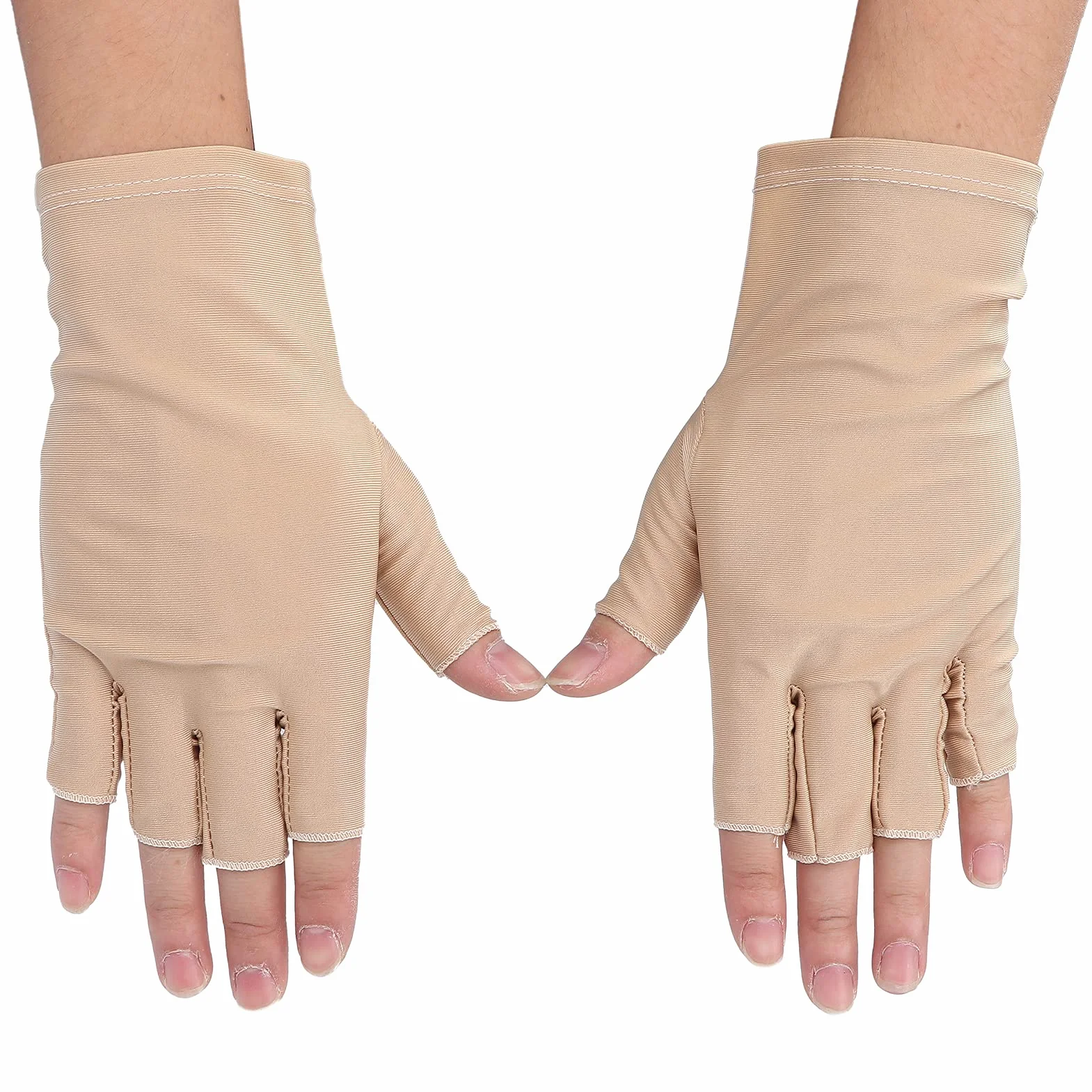 Rękawiczki do manicure odporne na promieniowanie UV bawełniane beżowe