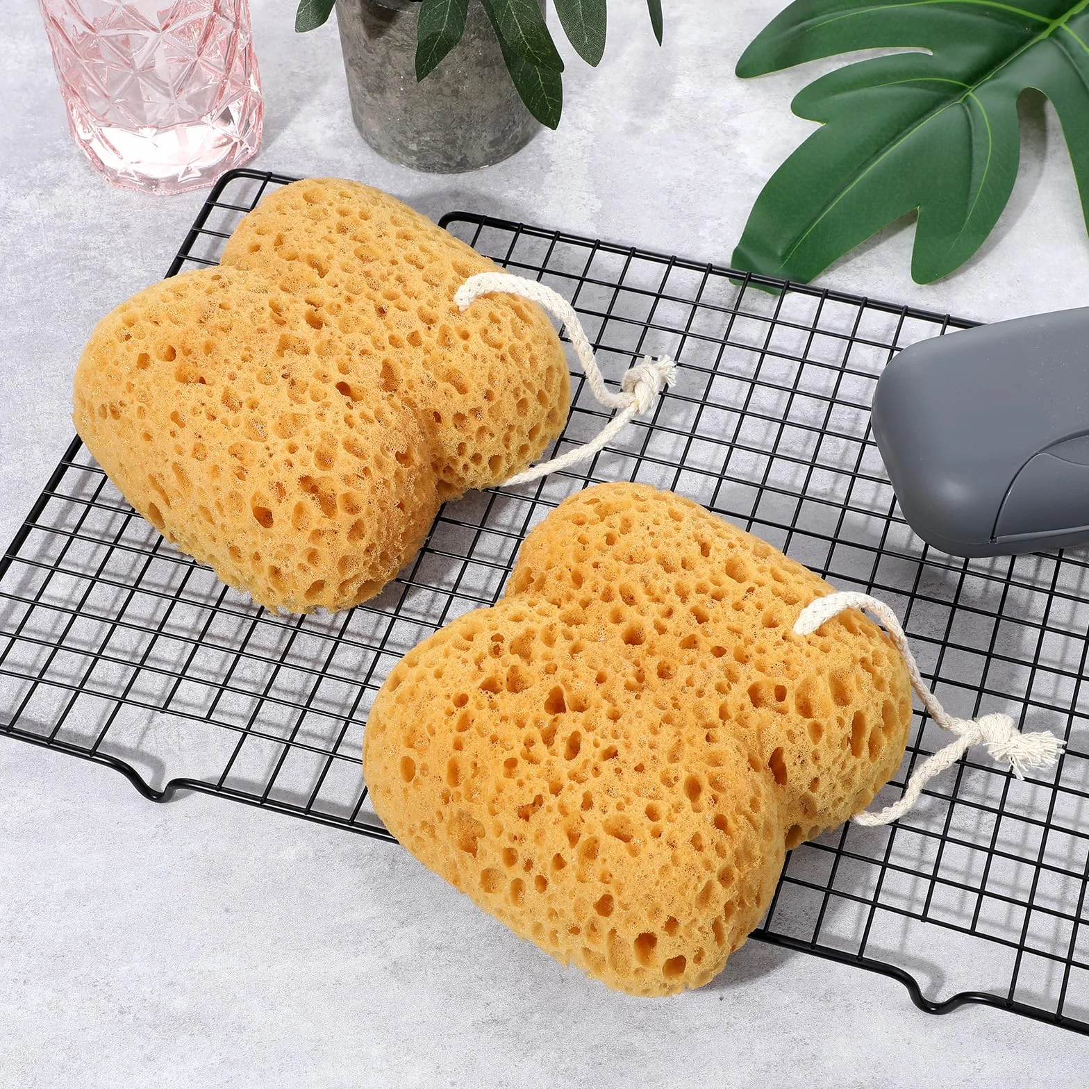 Ymapinc Duży rozmiar gąbki do kąpieli pod prysznic, złuszczająca pianka luffa, bąbelkowy peeling do łazienki, akcesoria do łazienki dla mężczyzn kobiet - żółta