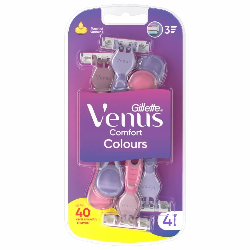 Gillette Venus3 damskie golarki jednorazowe 4 opakowanie z 3 ostrzami i paskiem nawilżającym
