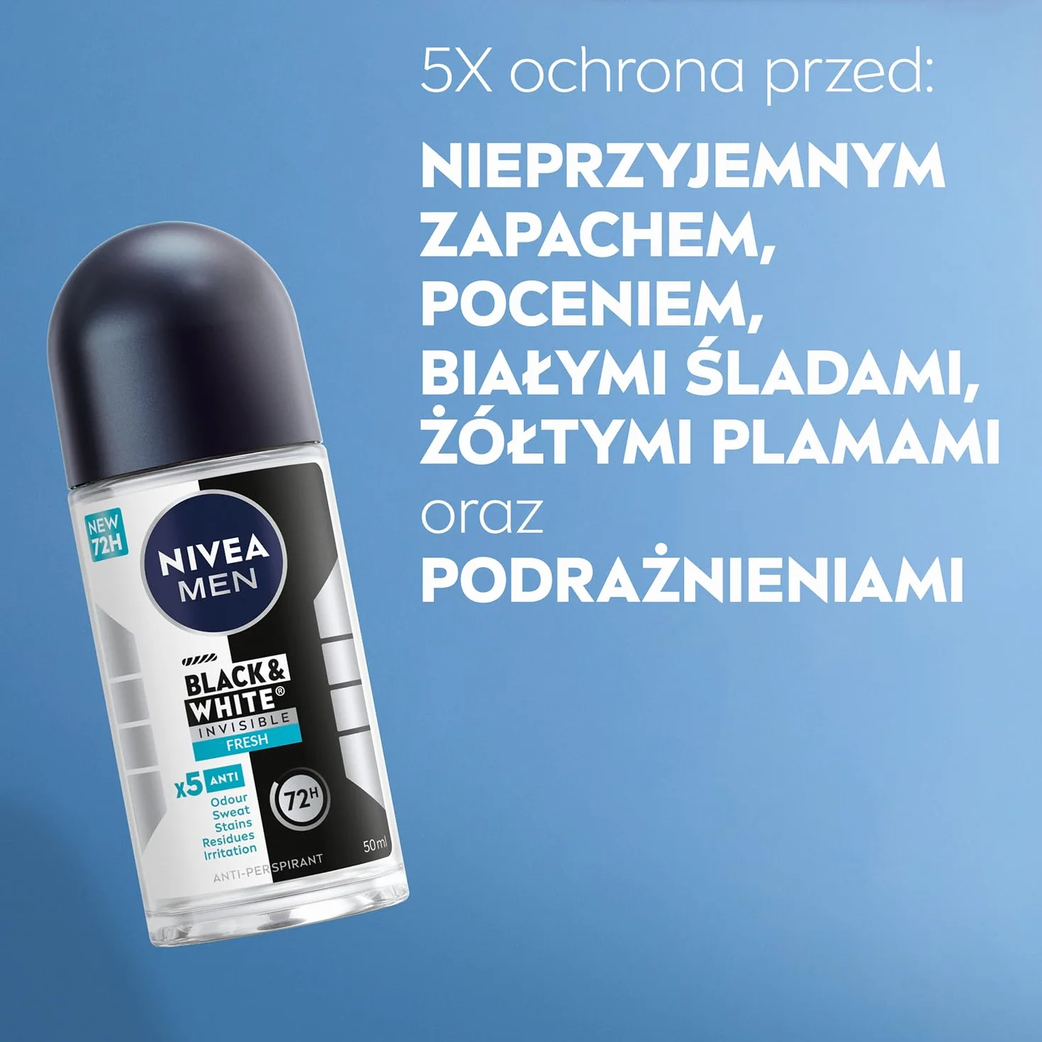 NIVEA MEN Black&White Invisible Fresh Antyperspirant w kulce 50 ml