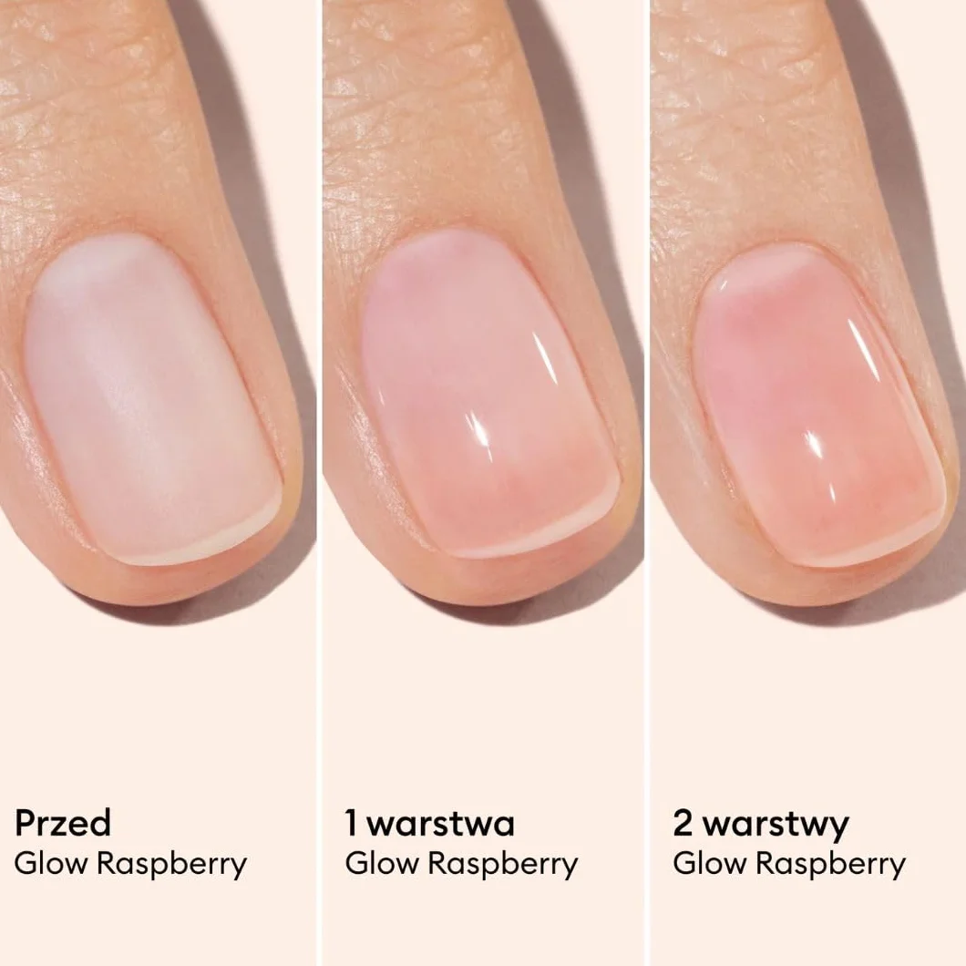 Manucurist Active Glow Pielęgnujący biolakier do paznokci, różowy (Raspberry) słodki migdał, malina, odżywczy i błyszczący lakier do paznokci, przezroczysty róż, lakier Nude