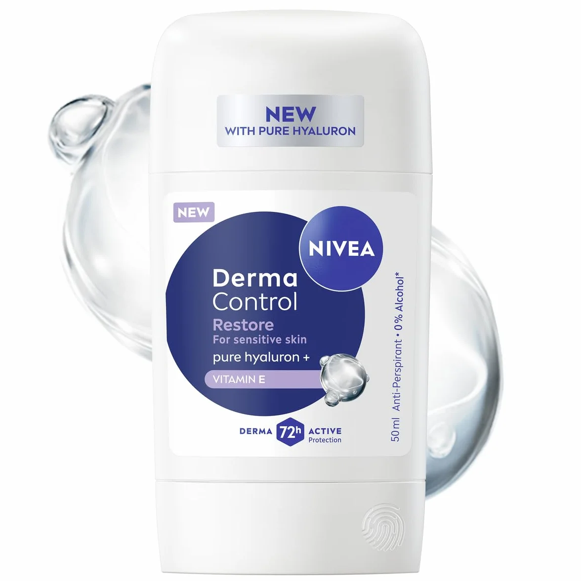 NIVEA Derma Control Restore Antyperspirant dla kobiet sztyft - 72h ochrony z kwasem hialuronowym i witaminą E, 50 ml