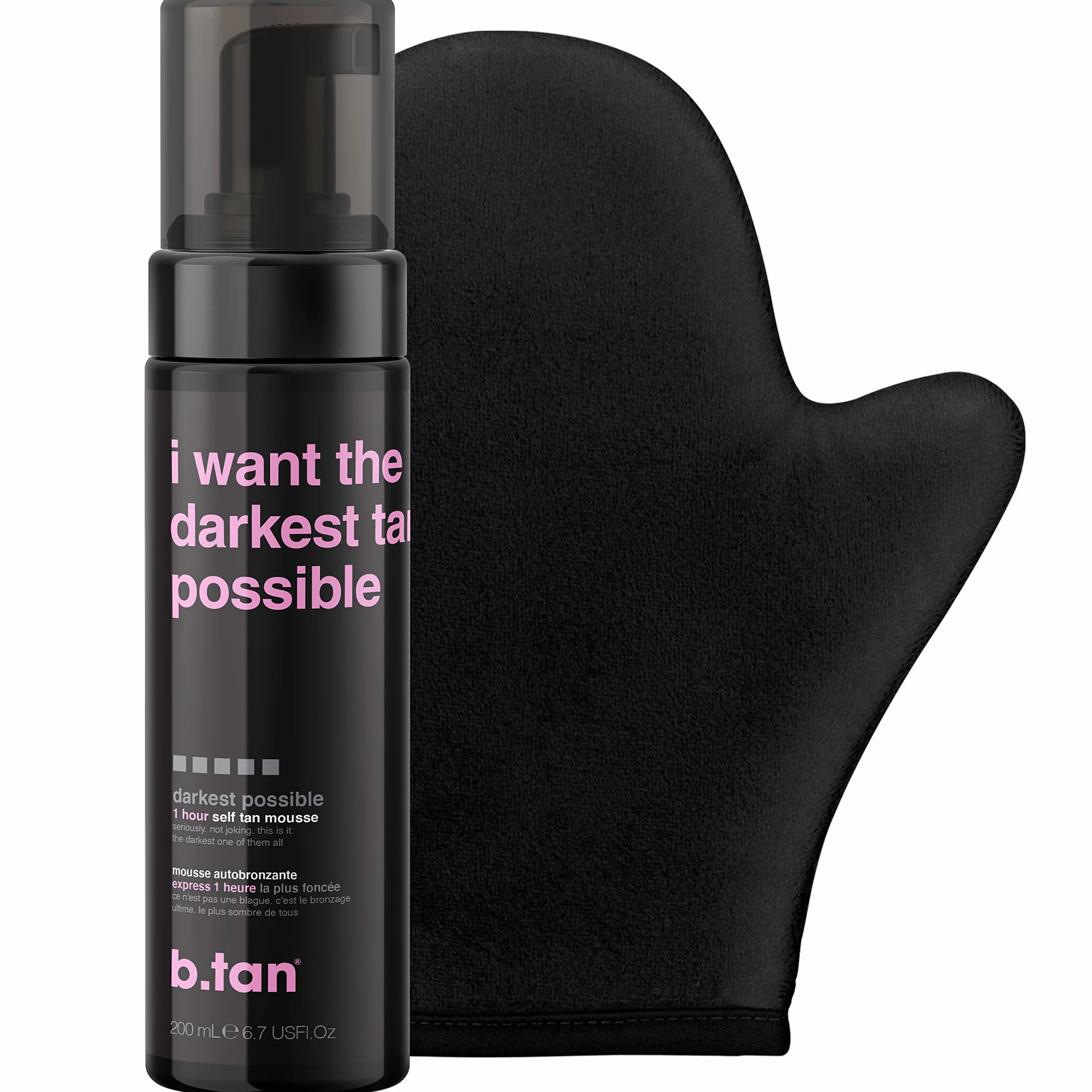 b.tan Darkest Self Tanner Kit – Najciemniejszy zestaw do opalania z aplikatorem, 1 godzina