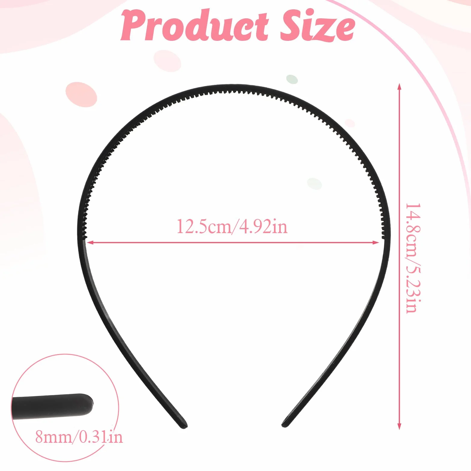 Czarne plastikowe opaski na głowę, cienkie, antypoślizgowe opaski do włosów z zębami, grzebień 8 mm, opaska na głowę, DIY, wąskie opaski na głowę dla kobiet, mężczyzn, sport, joga, Wielkanoc