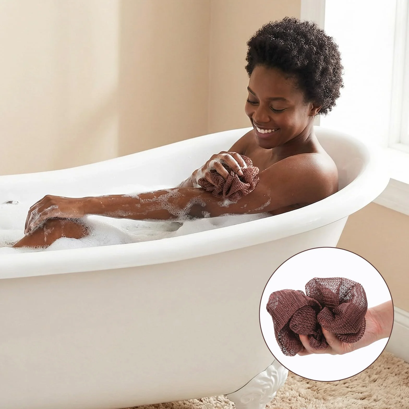Qianyu 2 szt. afrykańska gąbka siatkowa peeling do ciała złuszczająca gąbka do kąpieli prysznic luffa podróżne przenośne akcesoria łazienkowe dla kobiet mężczyzn wszystkie rodzaje skóry pielęgnacja