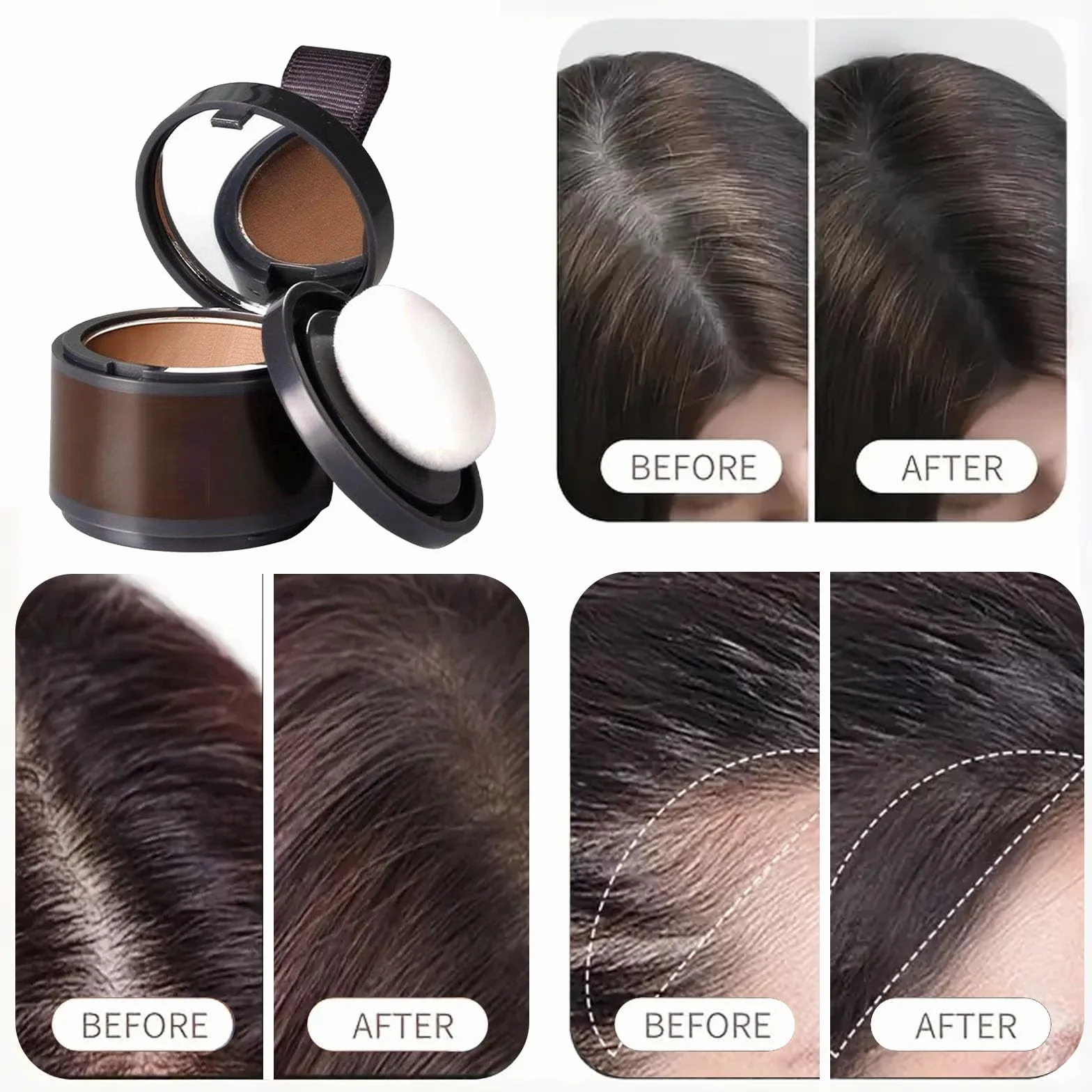 Hairline Powder,Natychmiastowa linia włosów w proszku,proszek z korzeni włosów,pokrywa korzeniowa,linia włosów,do wypełniania rozjaśnionych włosów,korektor korzeni włosów do makijażu dla