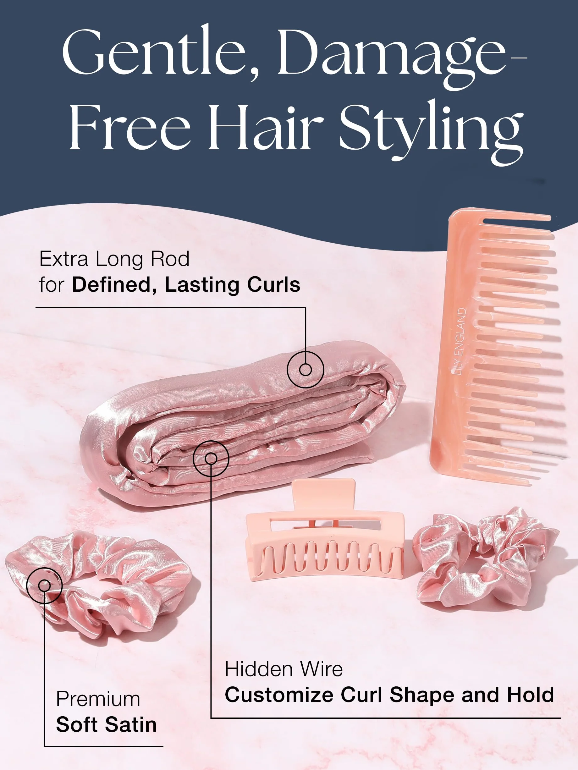 Lily England Heatless Curls lokówka na noc zestaw satynowa opaska