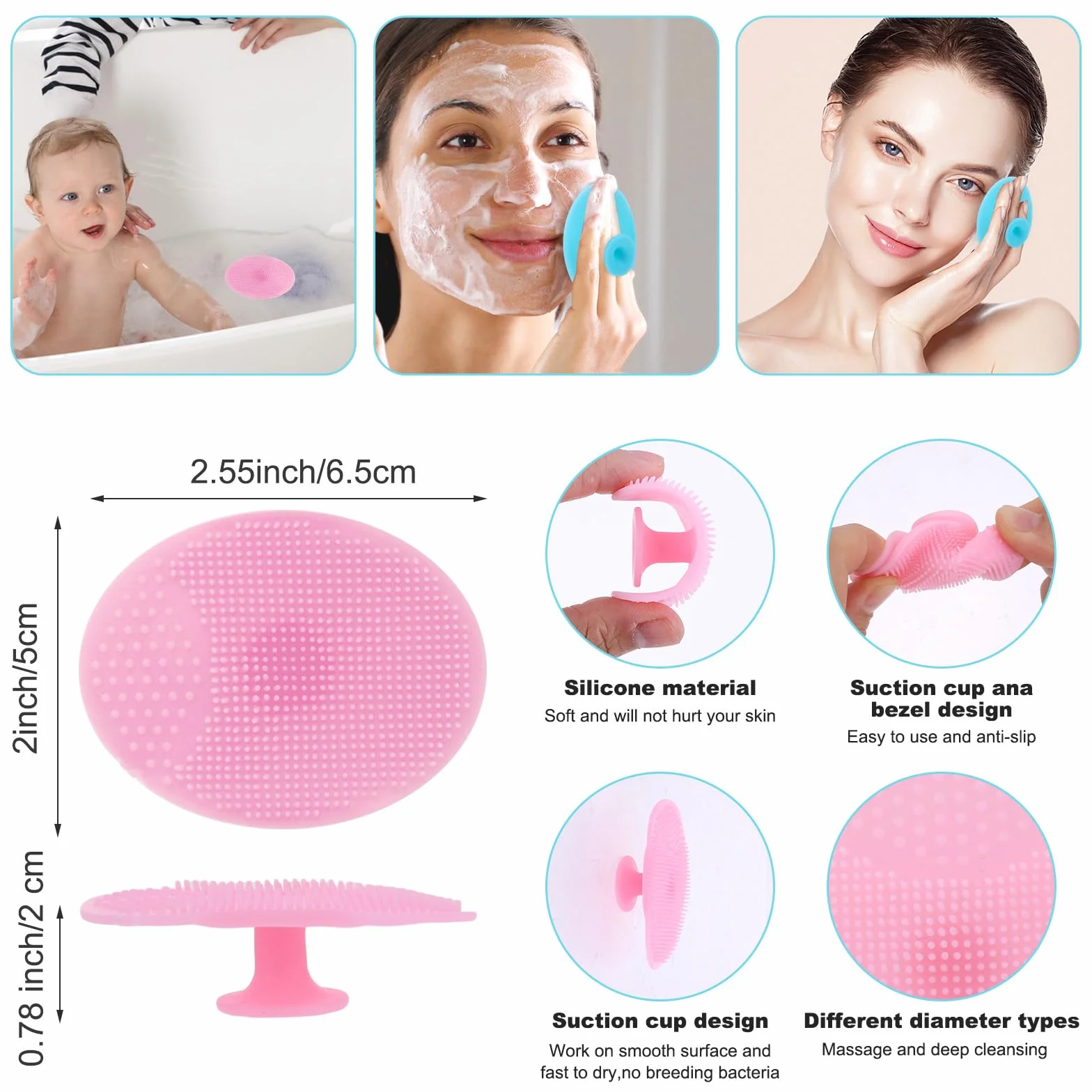 Qianyu Silikonowy peeling do twarzy złuszczający masażer do ust szczotka miękka podkładka do mycia twarzy ręczna maska na twarz szczotka peeling zaskórników narzędzie do pielęgnacji skóry dla kobiet