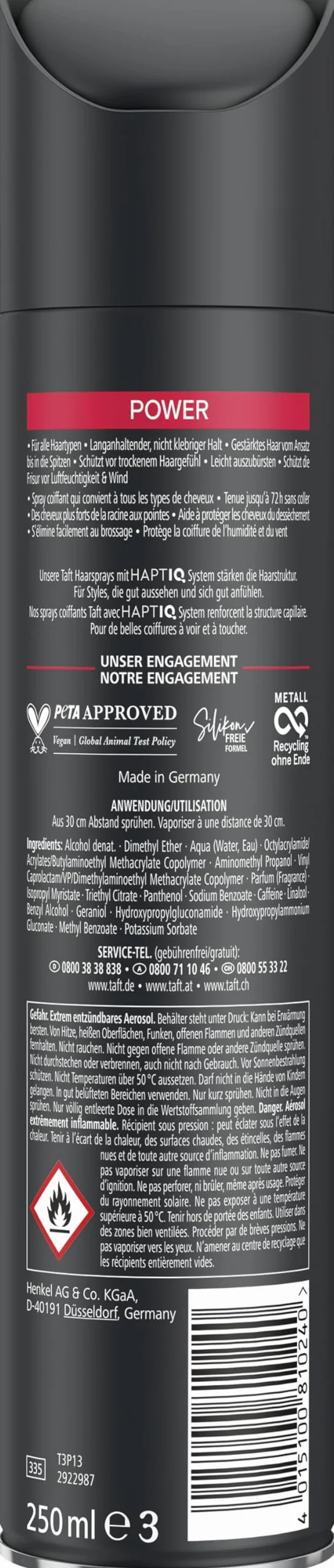 Schwarzkopf Taft Power Lakier do włosów 250 ml trwałość 72h wegańska formuła