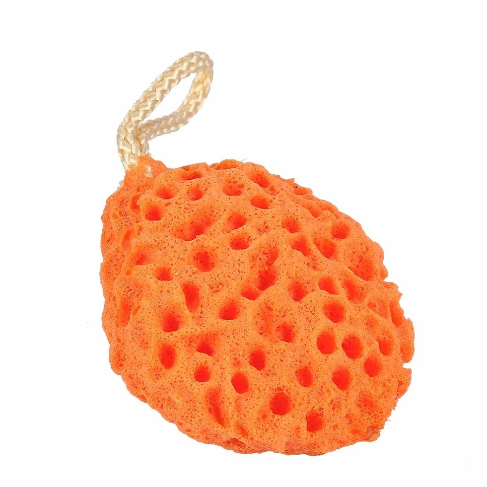 Asixx gąbka pod prysznic, 3 kolory gąbki do kąpieli Beauty Soft z hydrofilowego poliuretanu, łatwa do mycia i suszenia. Dzięki odporności na wysoką temperaturę (pomarańczowa)