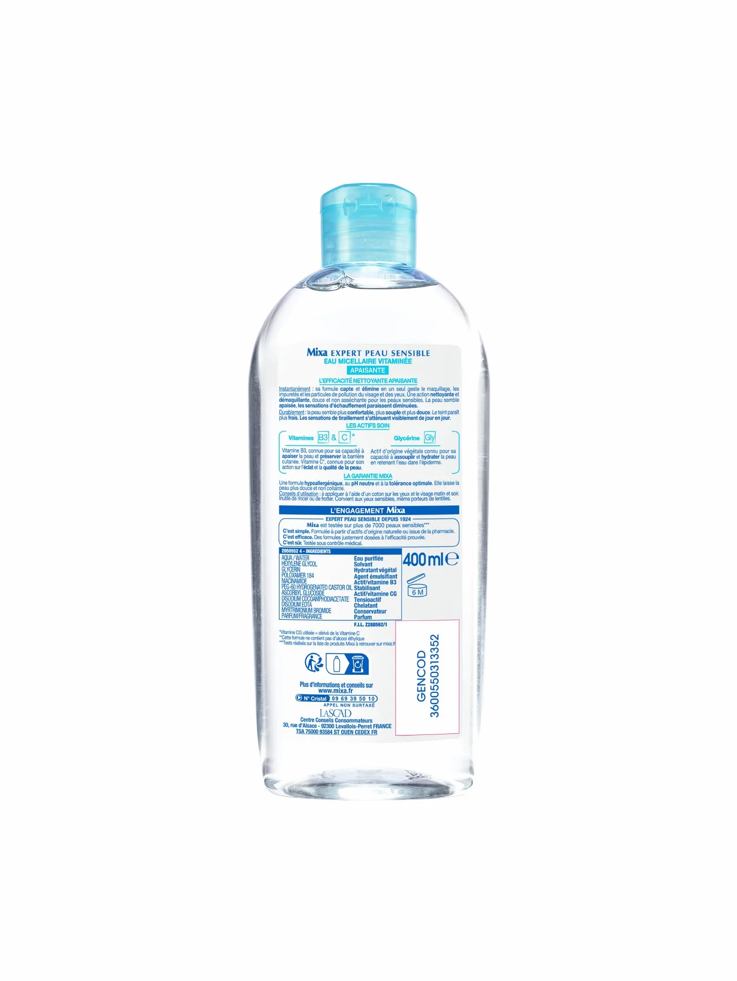 Mixa Expert Fizjologiczna skóra wrażliwa na wodę micelarną, 400 ml