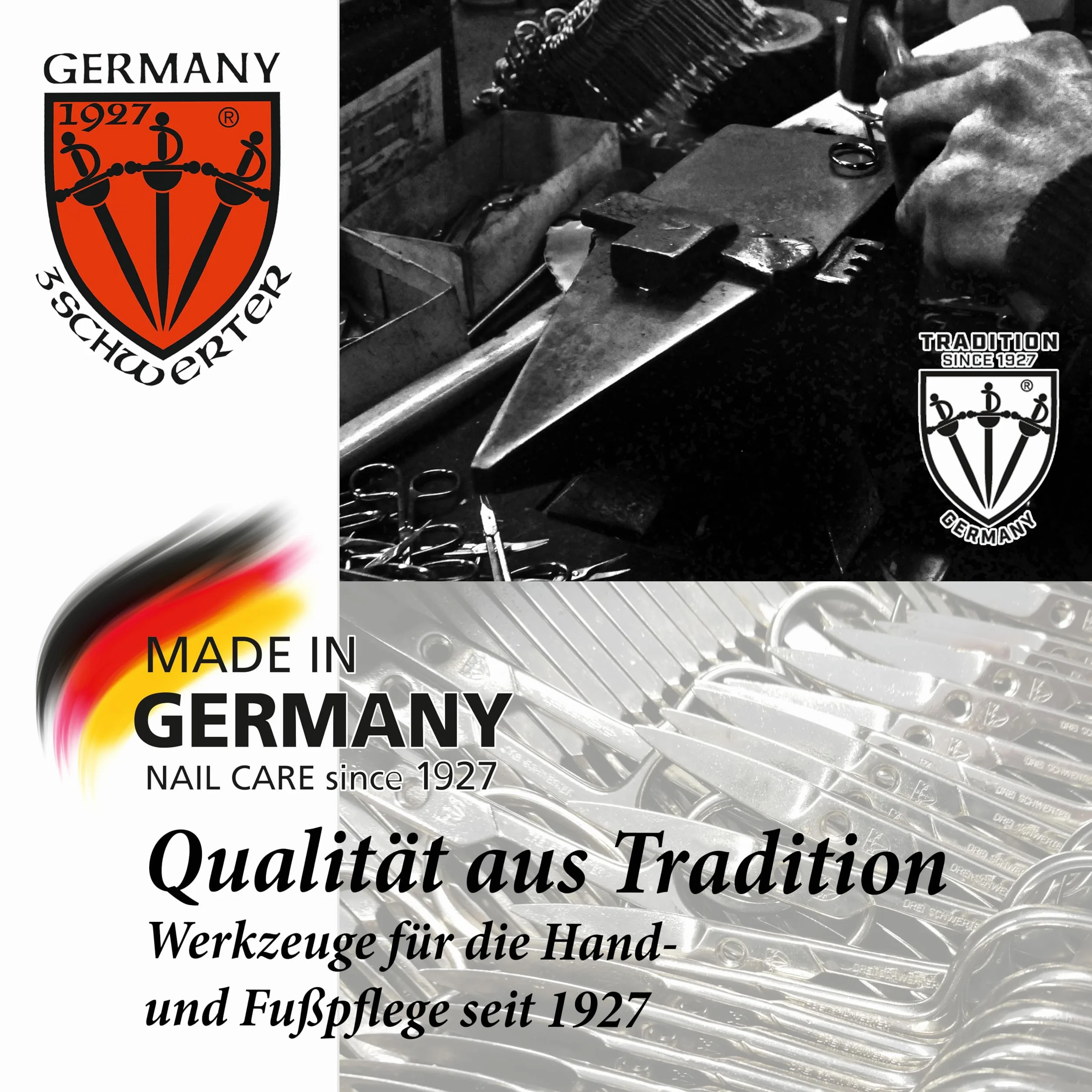 DREI SCHWERTER Nożyczki do skóry wygięte nierdzewne Made in Germany z etui
