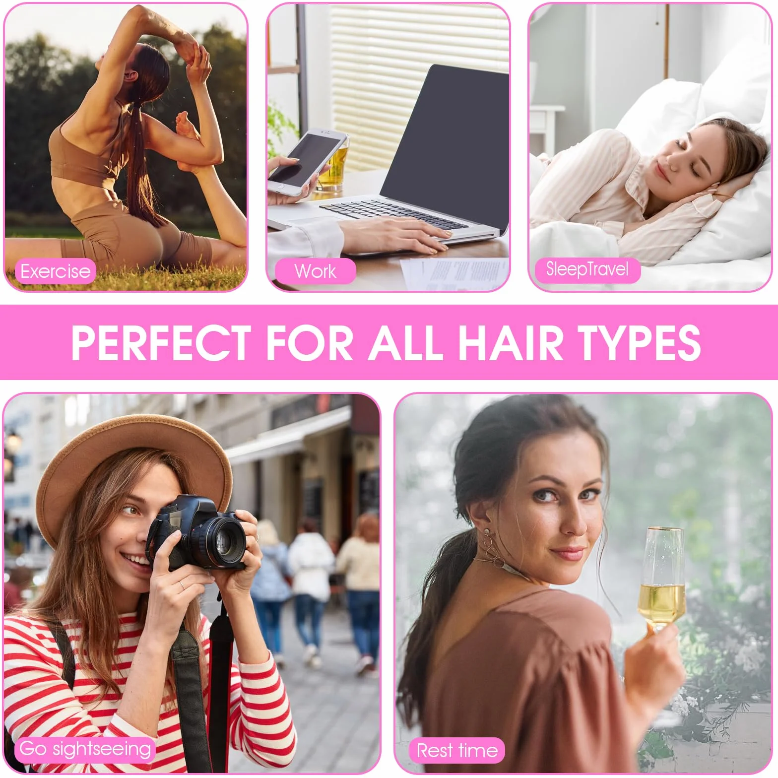 3 sztuki bezpiecznych lokówek, APLZGMG Heatless Curls Band, do użytku na noc z haczykami, lokówki bez wysokiej temperatury, dla wszystkich rodzajów włosów (czarne)