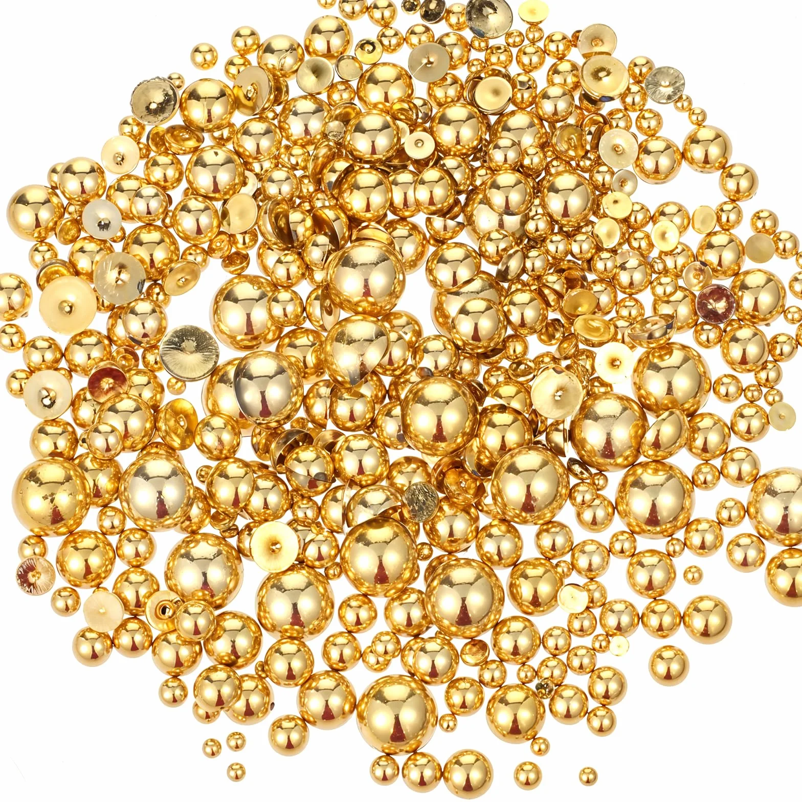 Złote płaskie perły z płaskim tyłem, sztuczne perły, półkula, płaskie koraliki, różne rozmiary, 2 mm, 8 mm, złote brzoskwinie, płaskie koraliki perłowe do samodzielnego wykonania zdobienia paznokci