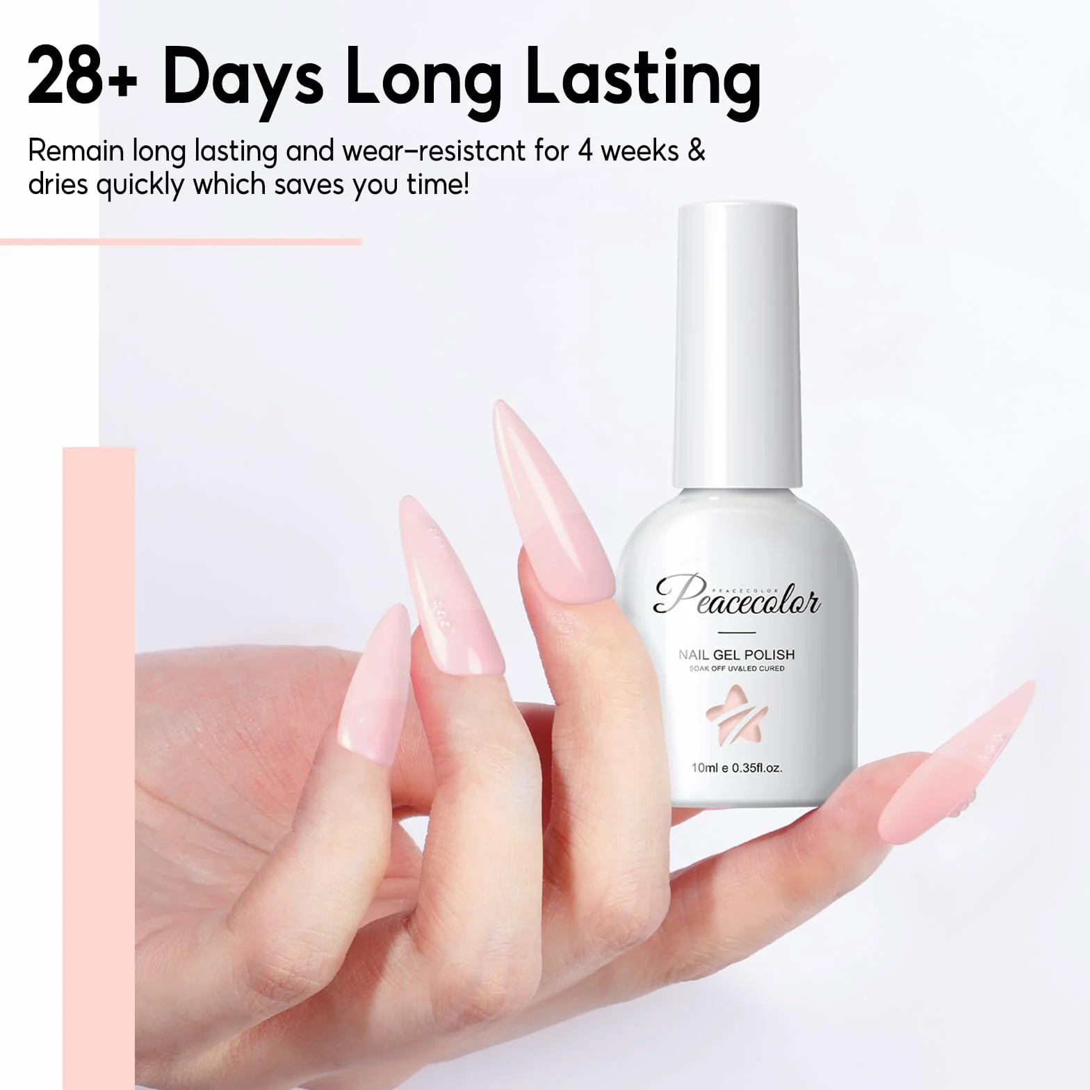 PEACECOLOR Lakier do paznokci UV Przezroczysty żelowy 10 ml Soak-Off Trwały