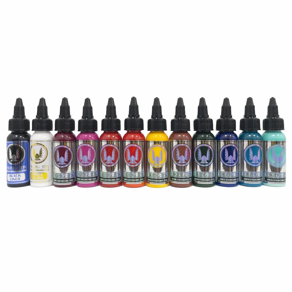 VIKING INK Zestaw do tatuażu BASIC COLORS, 1 uncja (30 ml), 12 sztuk