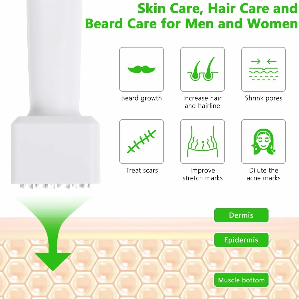Dermastamp 0,5 mm, mikronigły Derma-Stempel z 100 końcówkami, mikronigły Derma Stamp Micro Needling do włosów, brody, twarzy, ciała