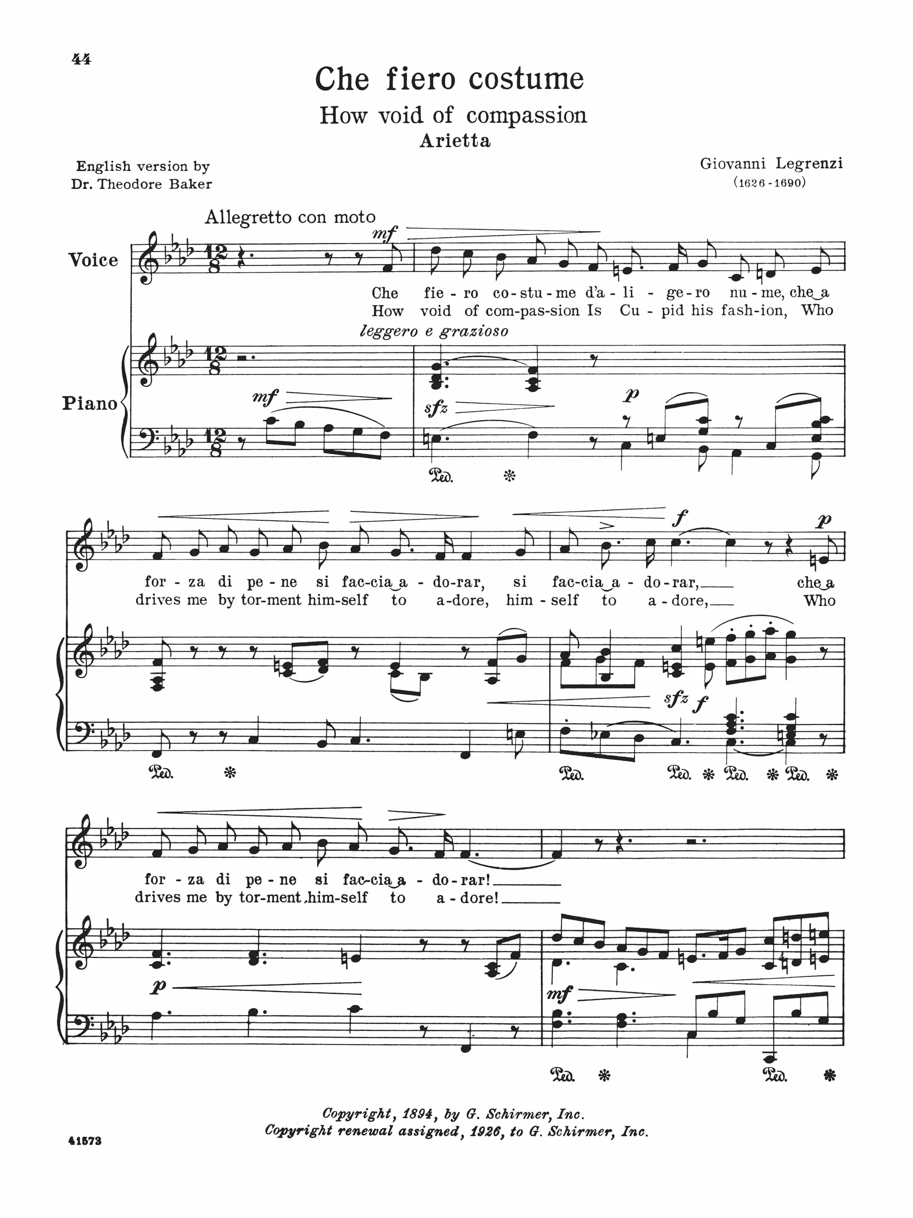 24 italian songs & arias - medium low voice of the seventeenth and eighttennth centuries: Schirmer Library of Classics Volume 1723 Medium Low Voice Book Only