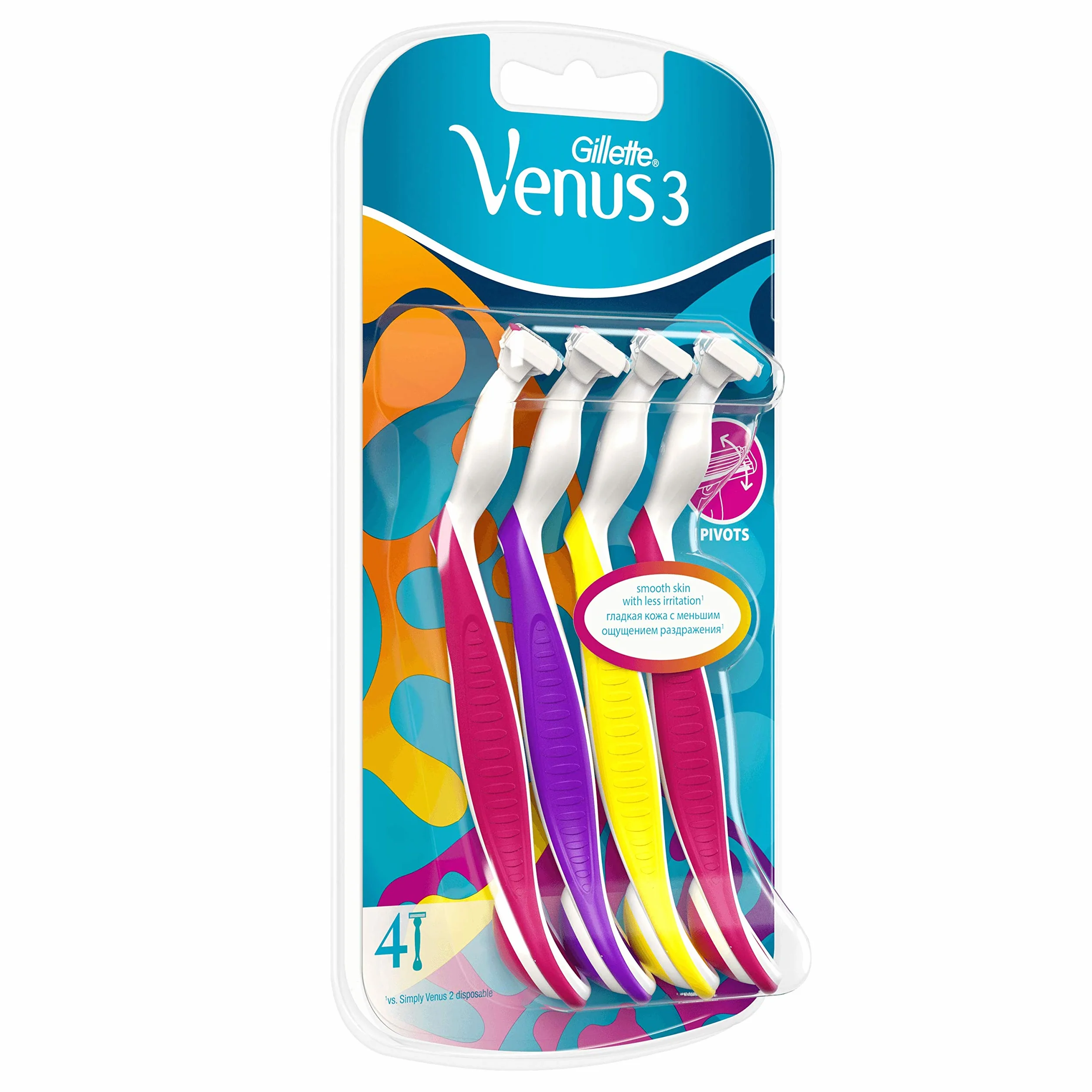 Gillette Venus3 damskie golarki jednorazowe 4 opakowanie z 3 ostrzami i paskiem nawilżającym