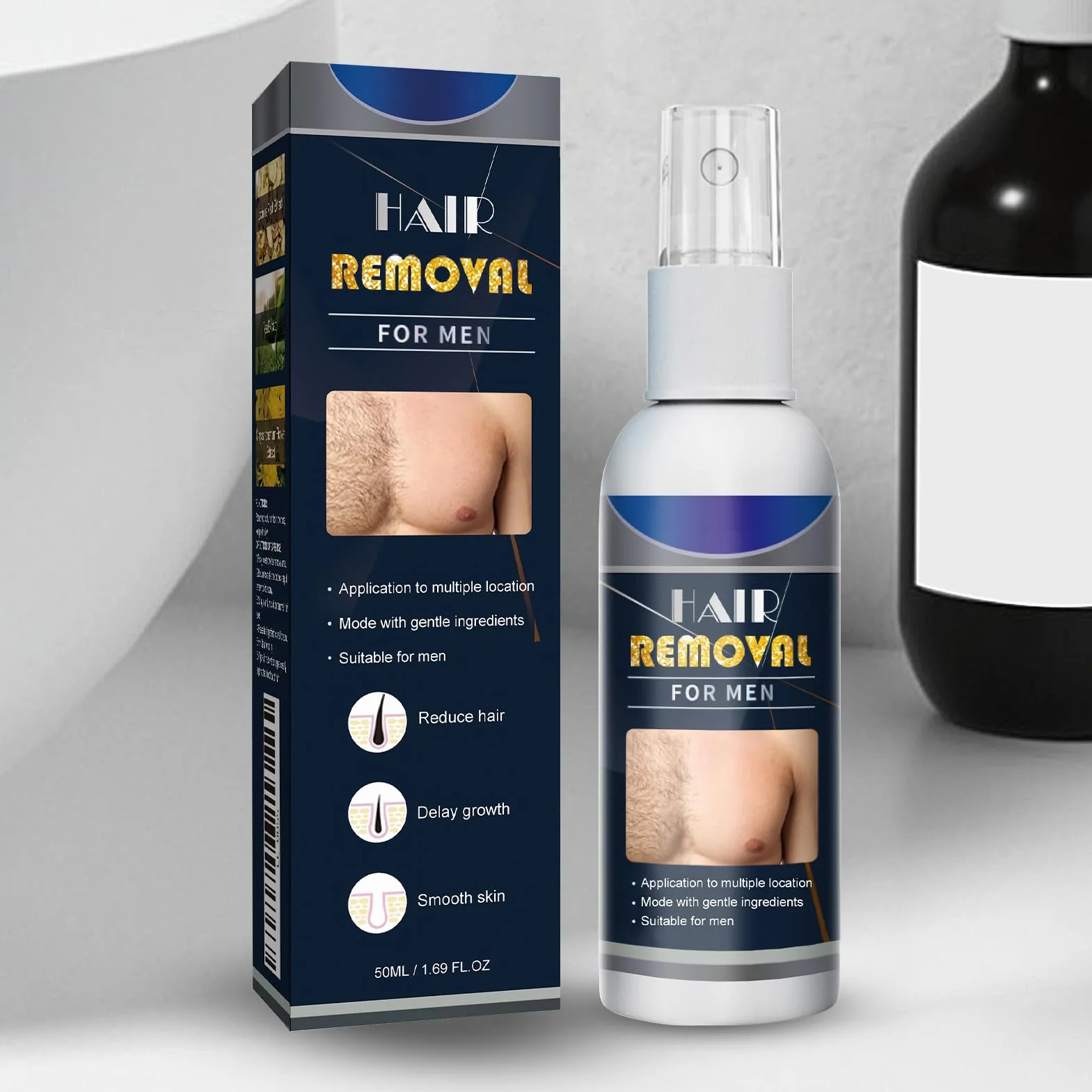 Damski półtrwały spray do usuwania włosów, spray do usuwania porostu twarzy, prosty w użyciu, 50 ml, do pach, nóg pod pachami