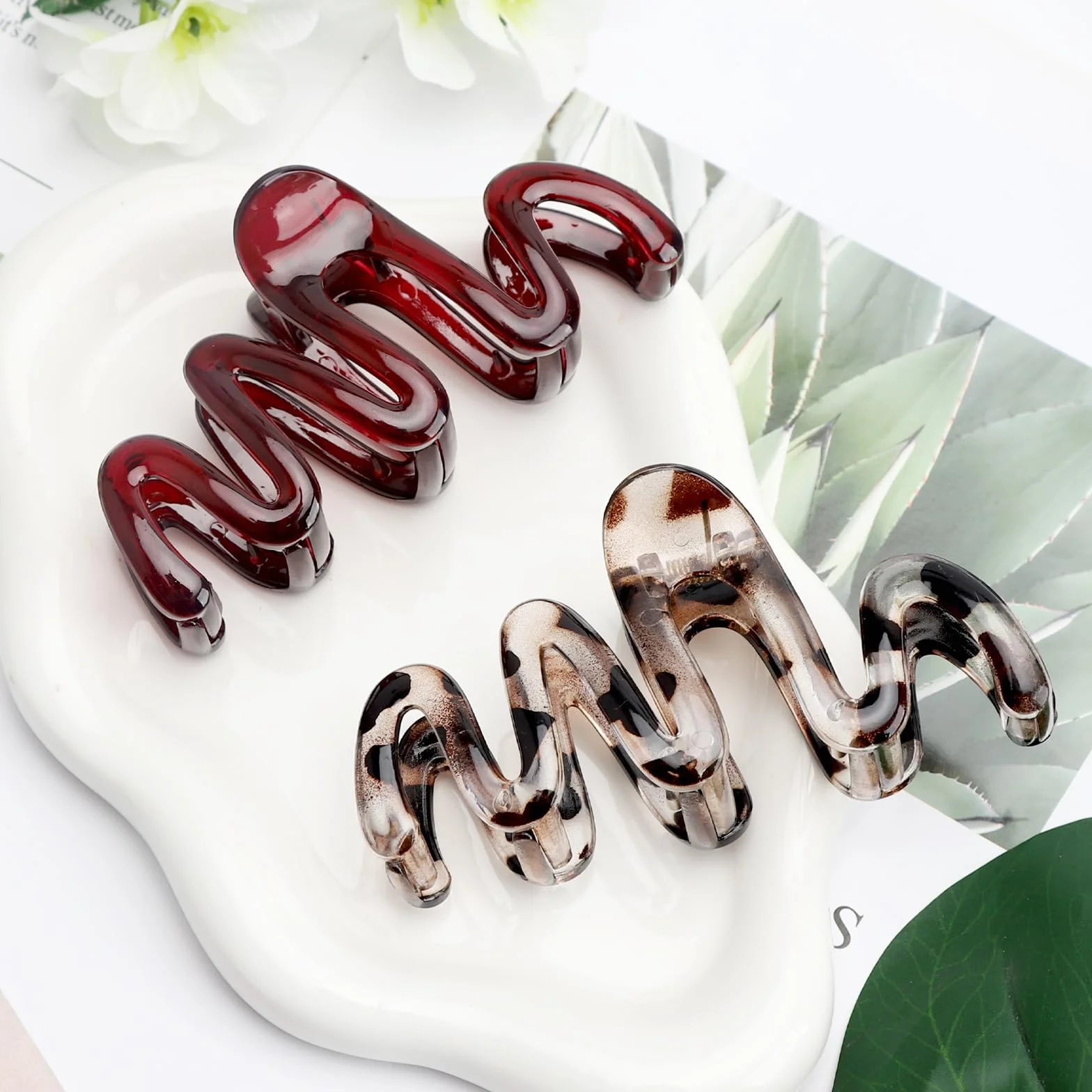 Duże spinki do włosów claw clip 2 sztuki elegancki kolor kakaowy