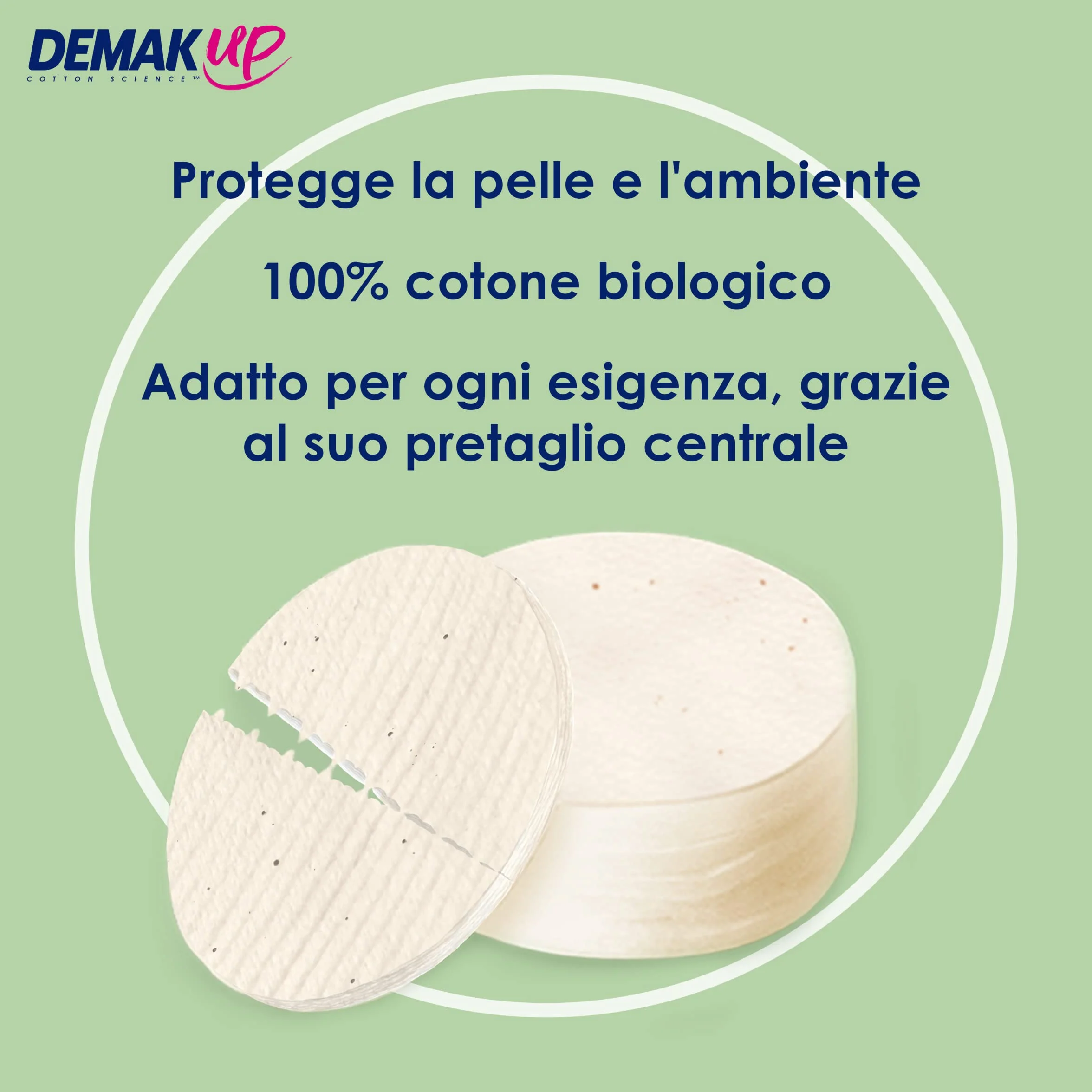 Demak'Up Adapt Organiczne Waty do demakijażu - Twarz i Oczy - 100% Naturalne Organiczne i niewybielone Włókna bawełniane - Certyfikat GOTS - 50 bawełny
