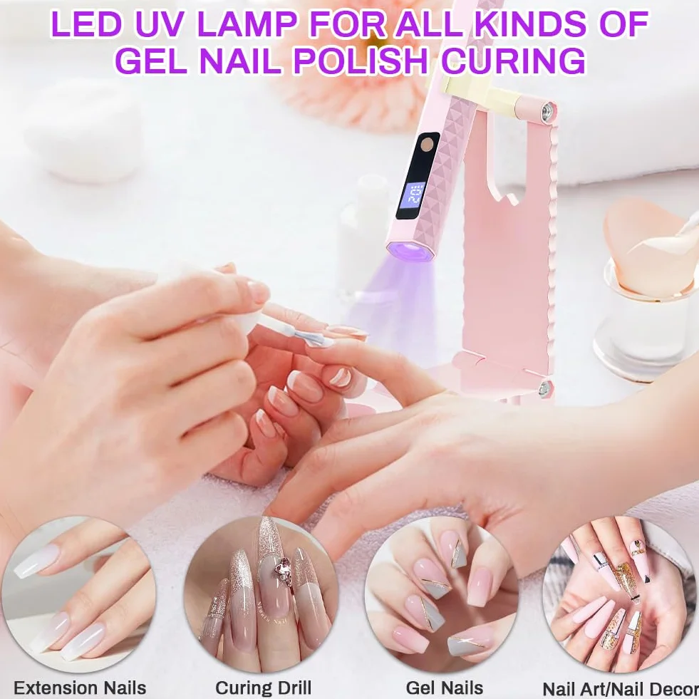 Flintronic Lampa UV do paznokci żelowych, przenośna mini ładowalna, 2 tryby timera, LED z wyświetlaczem LCD
