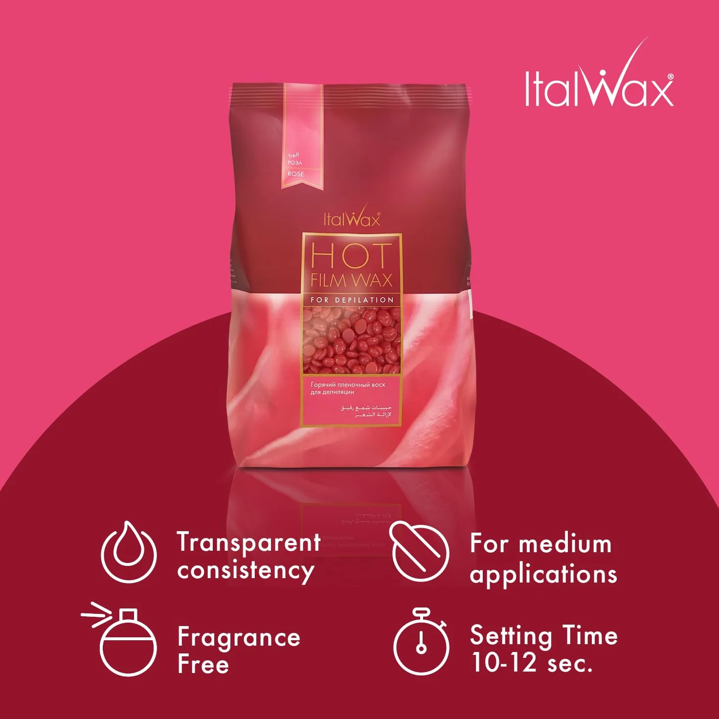 Italwax Rose – 1 kg – perły woskowe do depilacji – naturalna formuła do wszystkich rodzajów skóry – aromat owocowy – polecany do strefy bikini i pod pachami – wosk gorący