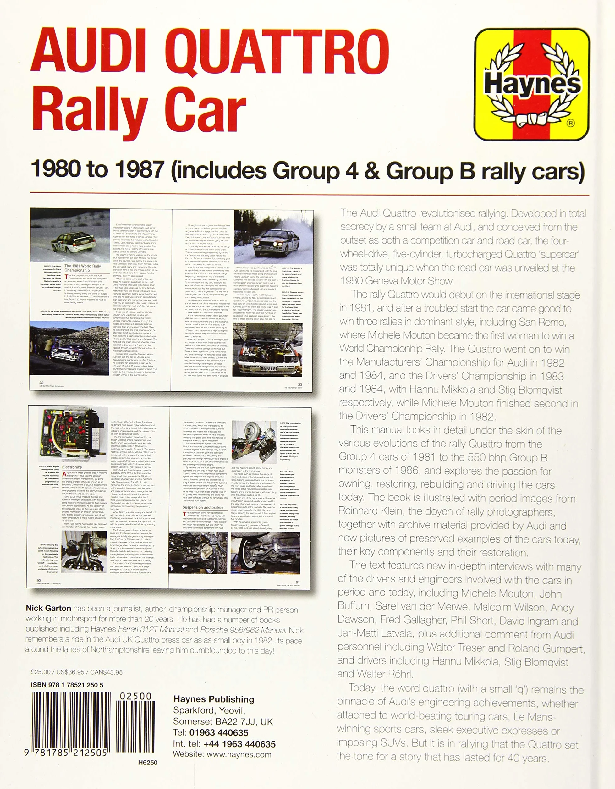 Audi Quattro Rally Car Manual: 1980 to 1987 (includes Group 4 & Group B rally cars)