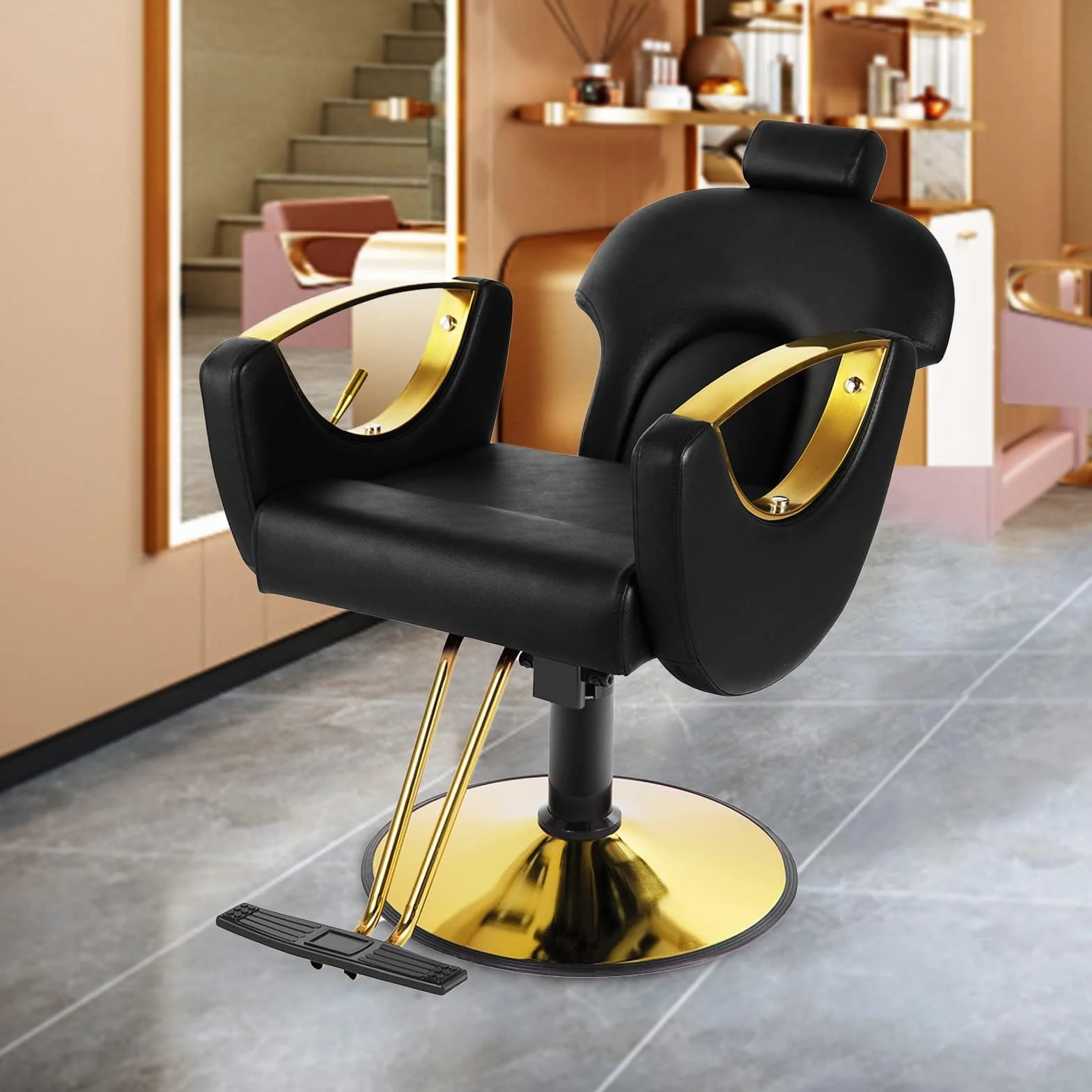 Hydrauliczny Fotel Salonowy Obrotowy do Stylizacji Włosów o 360 Stopni, Regulowana Wysokość - Salon Tatuażu, Salon Kosmetyczny, C