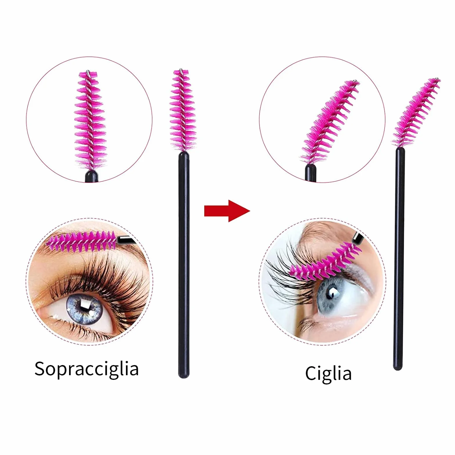 50 sztuk jednorazowe szczoteczki do rzęs Różki do rzęs Eye Lash Przedłużenia brwi szczoteczka jednorazowe grzebień rzęs dla brwi fałszywe rzęsy