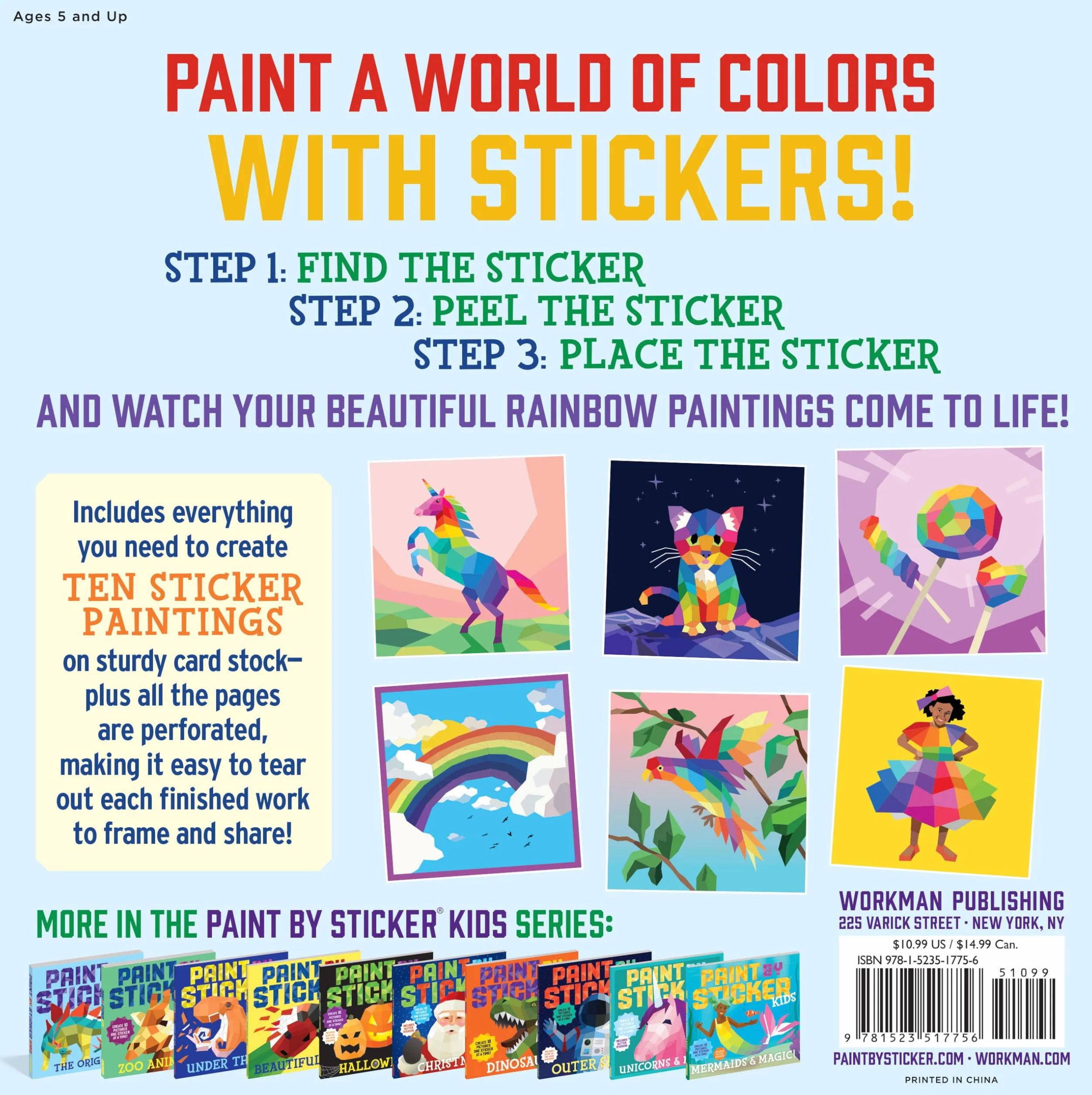 Paint by Sticker Kids: Rainbows Everywhere!: Create 10 Pictures One Sticker at a Time!