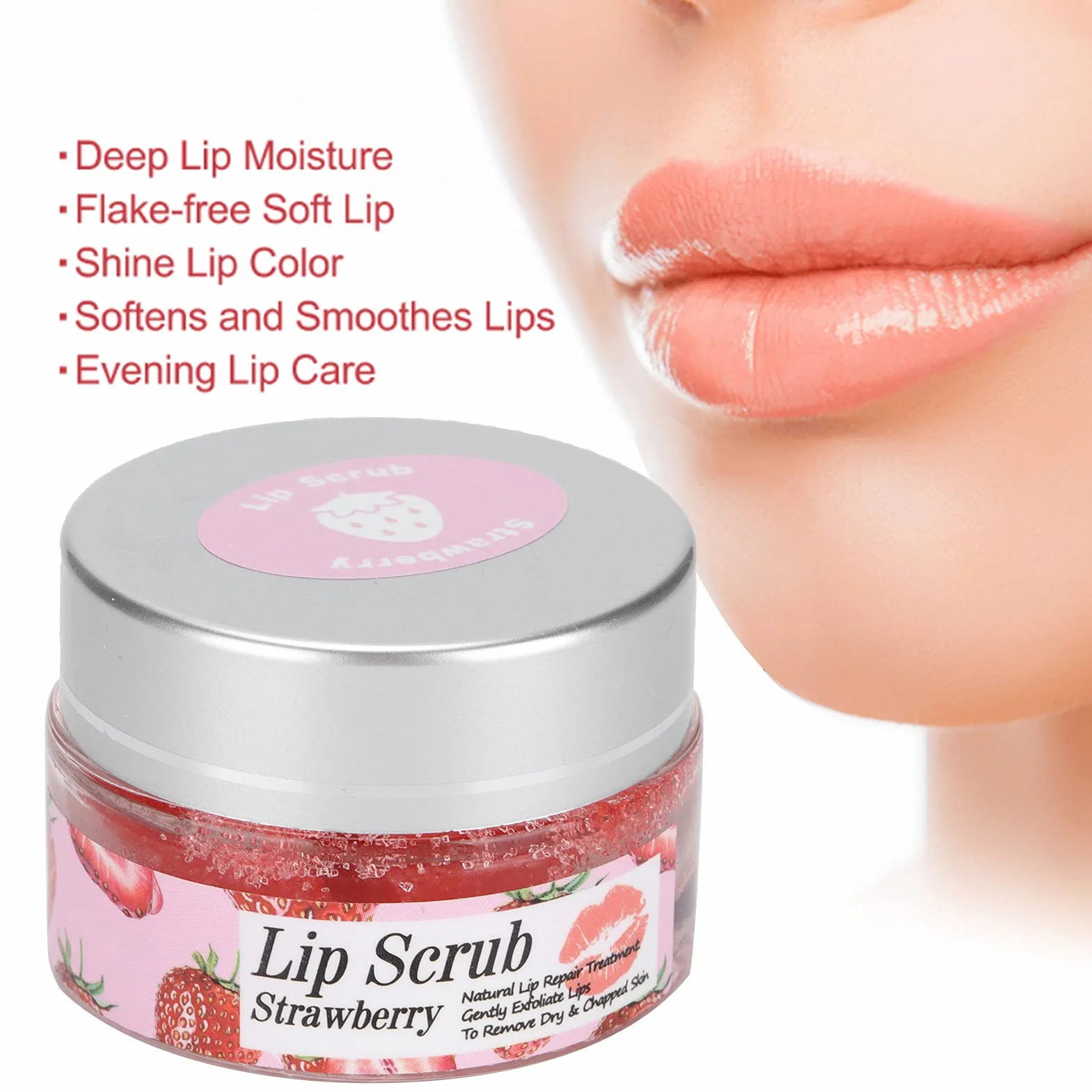 Peeling do Ust Naturalne Składniki Truskawkowe Peeling do Ust Zmiękczający Kutynę Złuszczający Fade Linie Ust Peeling do Ust 20g