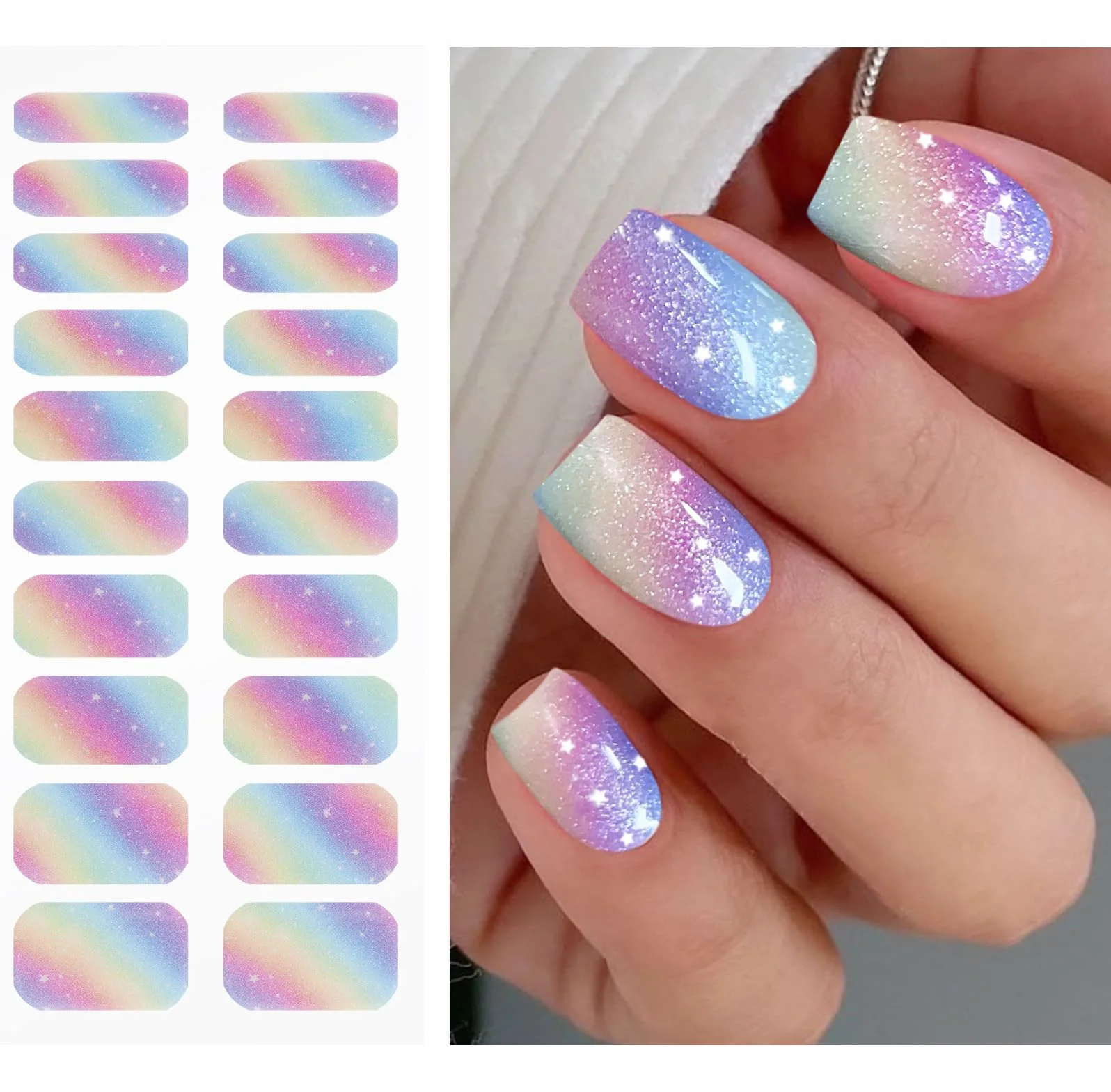 Żelowe naklejki na paznokcie tęczowy brokat półutwardzone paski UV LED nail art zdobienie
