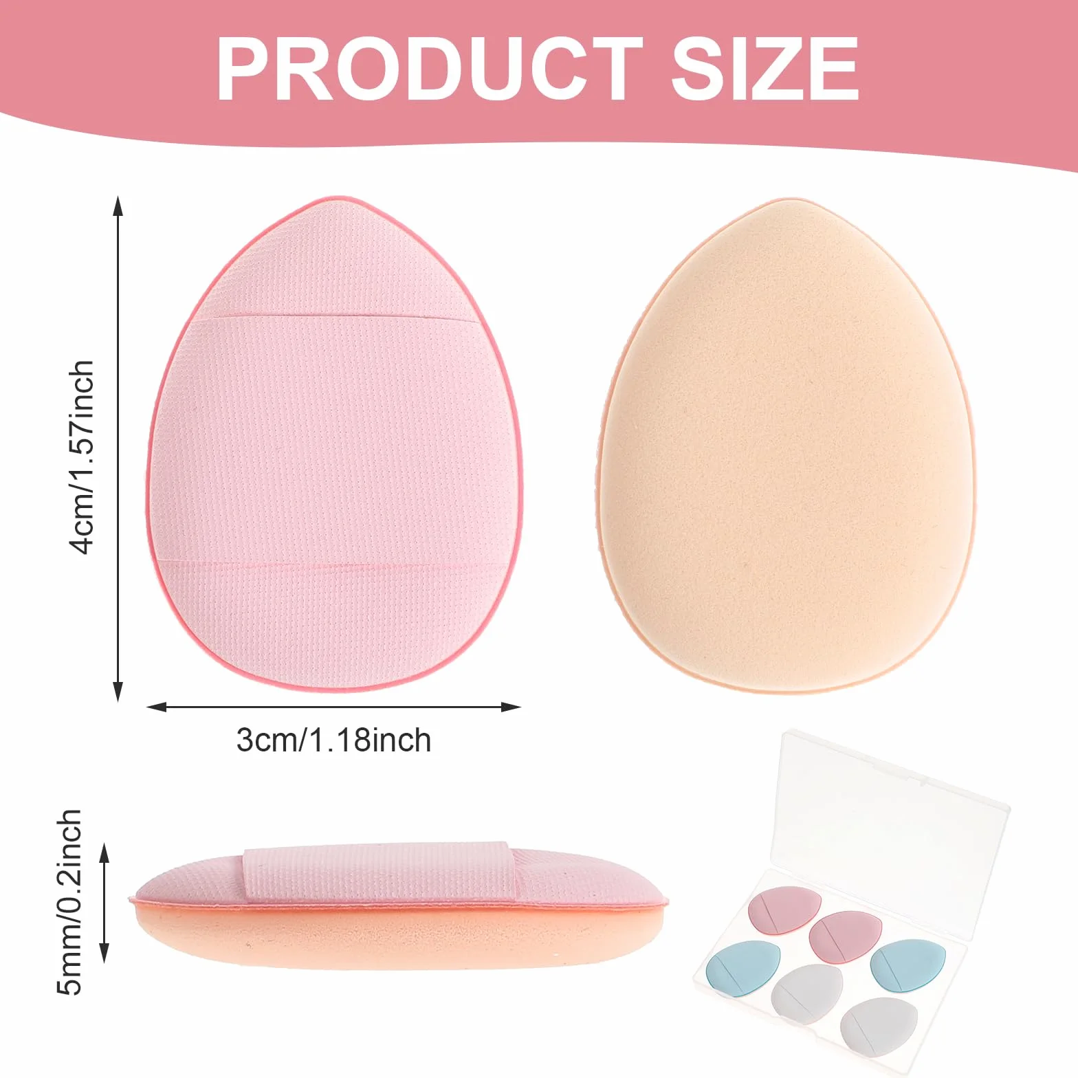 Mini puder, miękkie gąbki do makijażu na palce, zestaw do makeupu, korektor, sypki, róż, suche i mokre przybory do makeupu
